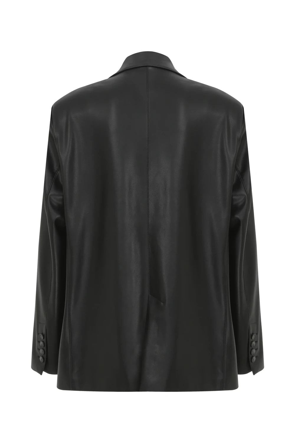 Nazlı Ceren-Boxy Vegan Deri Oversize Blazer Noire-Deri Mont-3-roqelvaxirum.shop
