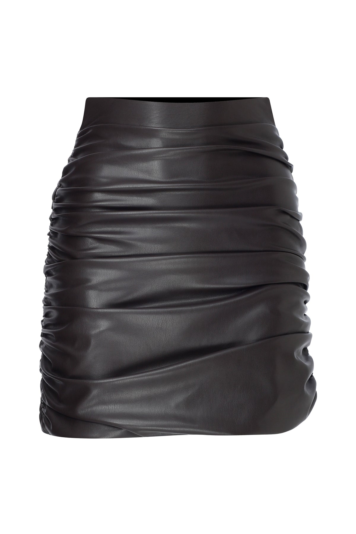 Nazlı Ceren-Chels Vegan Deri Mini Etek Dark Brown-Etek-1-roqelvaxirum.shop