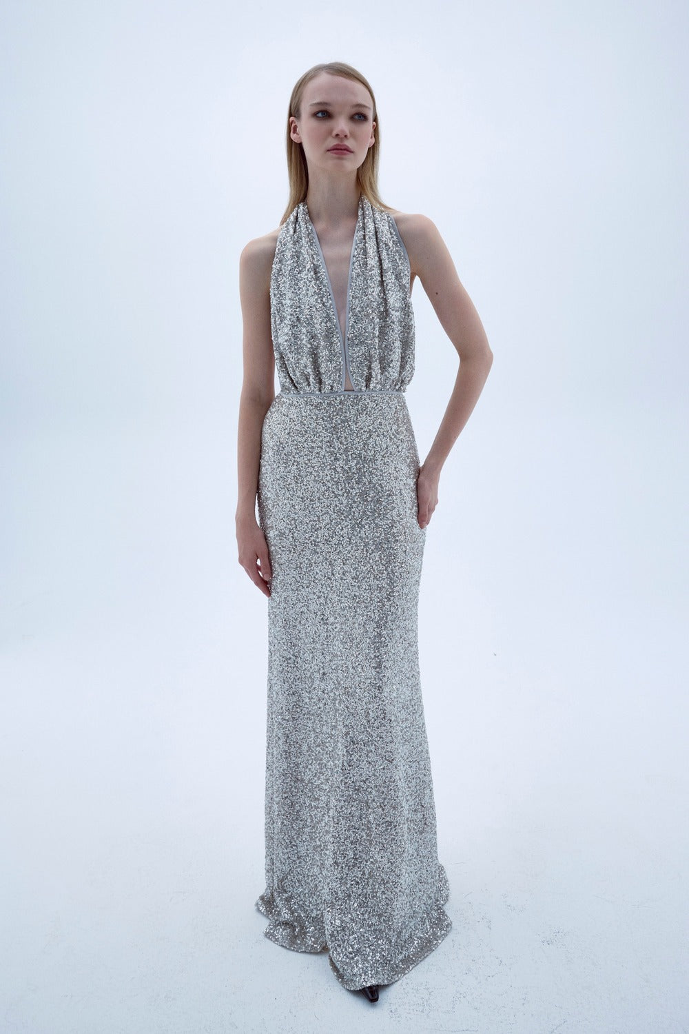 Nazlı Ceren-Ines Payetli Elbise Gümüş-Elbise-2-roqelvaxirum.shop