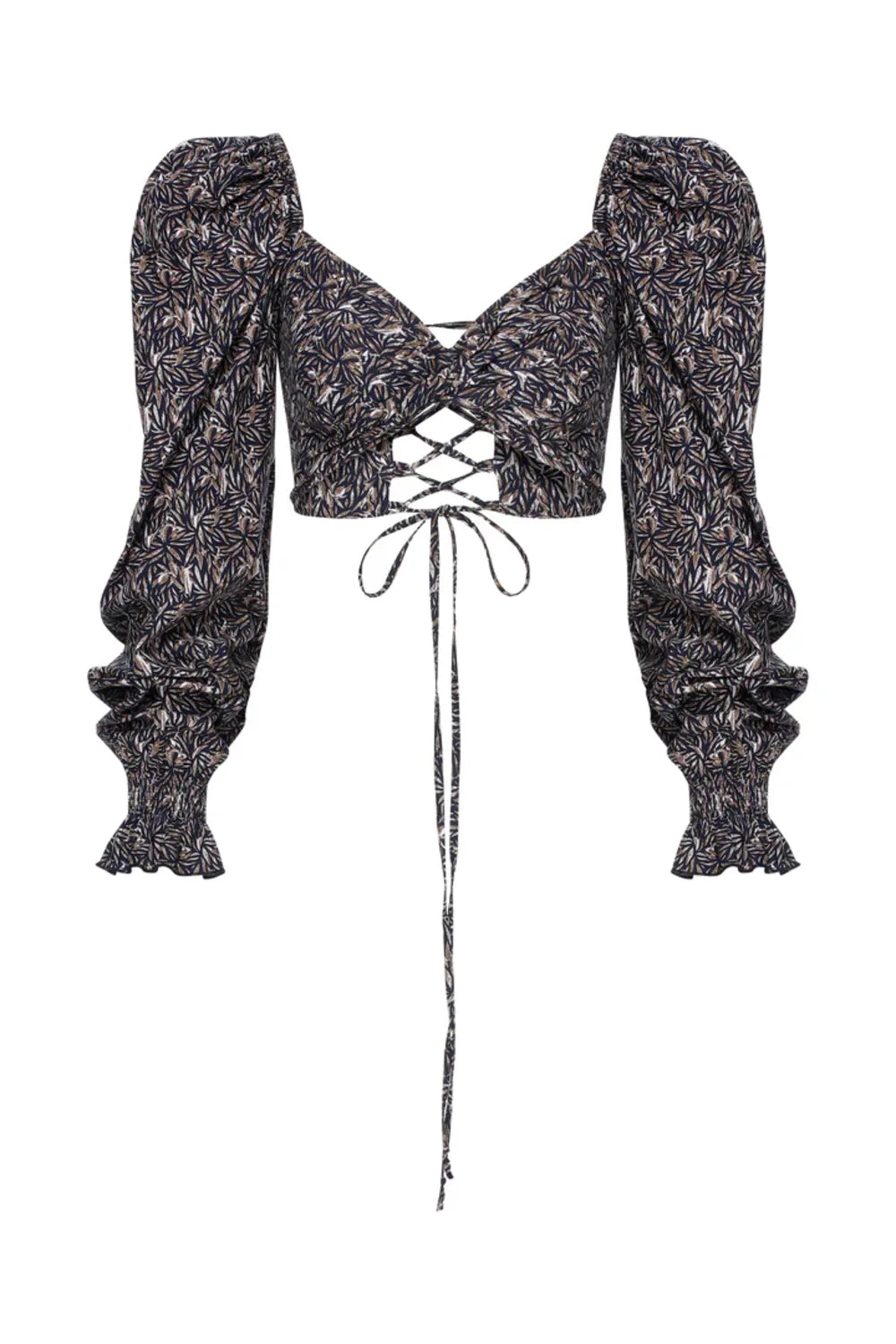 Nazlı Ceren-Lolly Poplin Top Dark Brown Printed-Top-1-roqelvaxirum.shop
