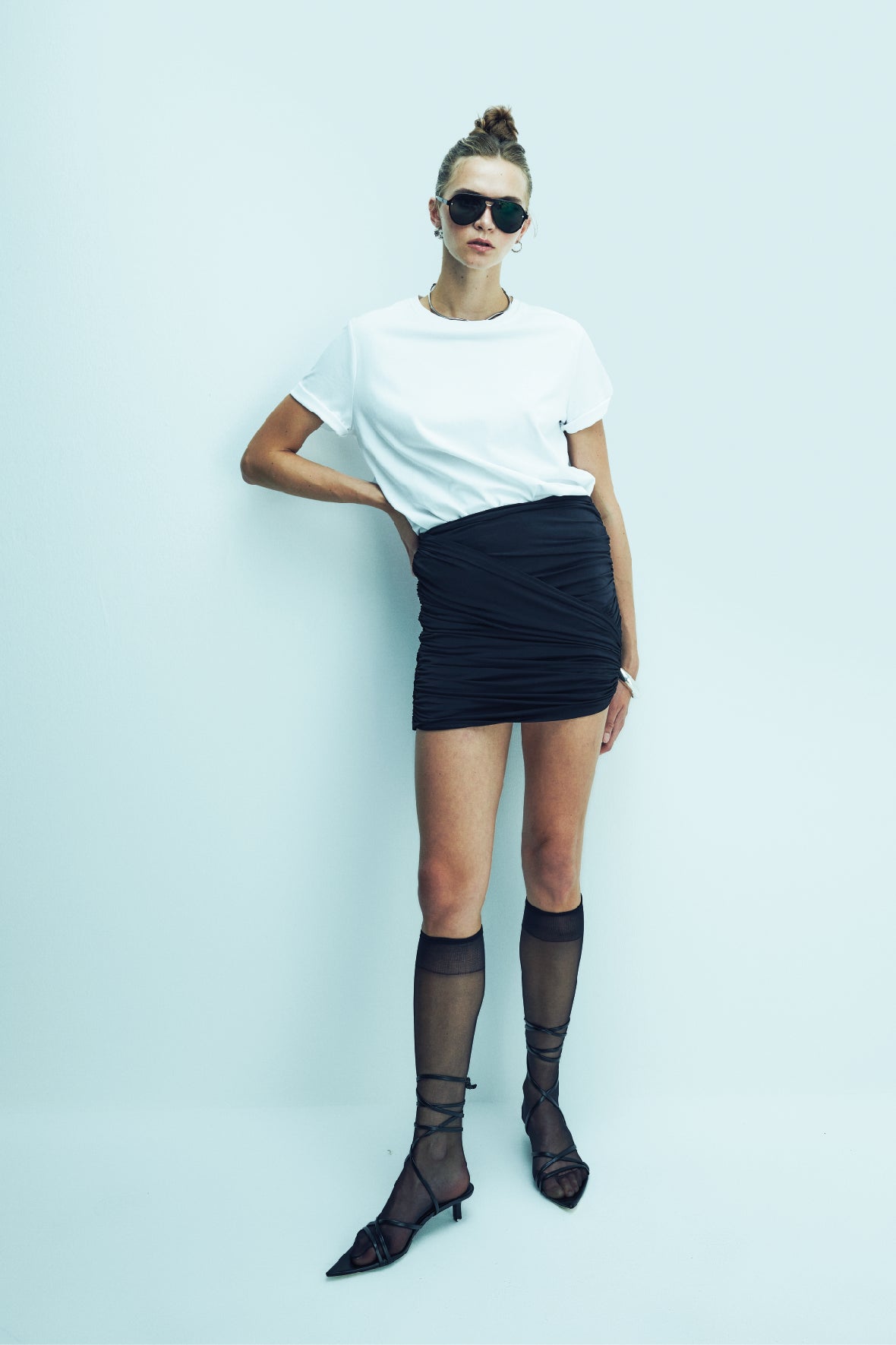 Nazlı Ceren-Micha Mini Asimetrik Jarse Etek Black-Etek-9-roqelvaxirum.shop