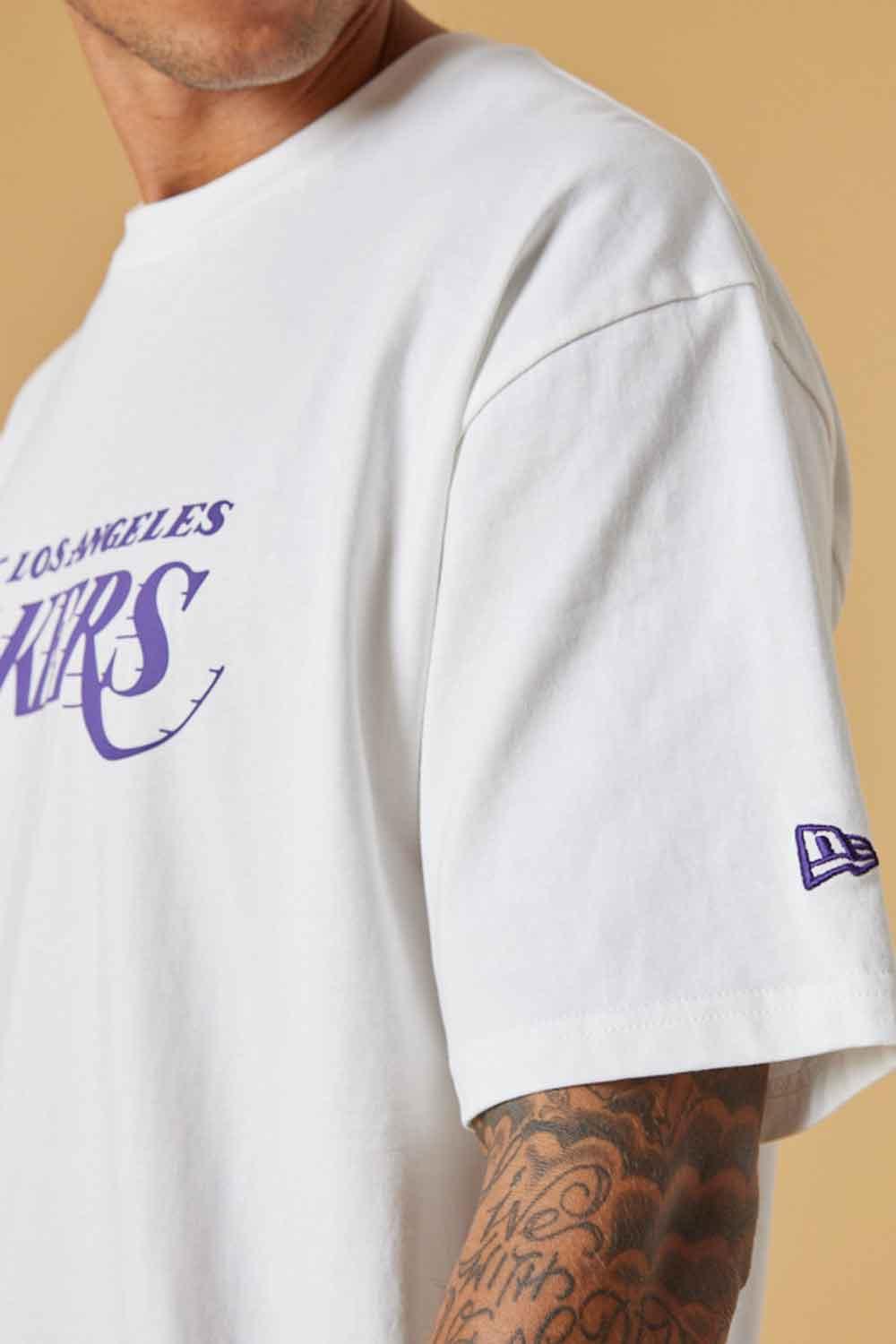 New Era-Washed Pack Wordmark Oversized Tee LA Lakers-T-Shirts-3-roqelvaxirum.shop