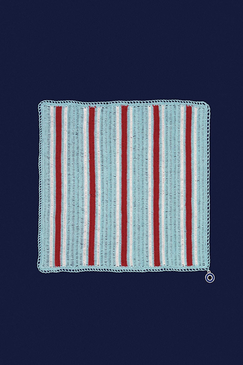 OHM Handmade-Mavi Krem Kırmızı Stripes El İşi Dantel Örtü-Dantel Örtüler-1-roqelvaxirum.shop