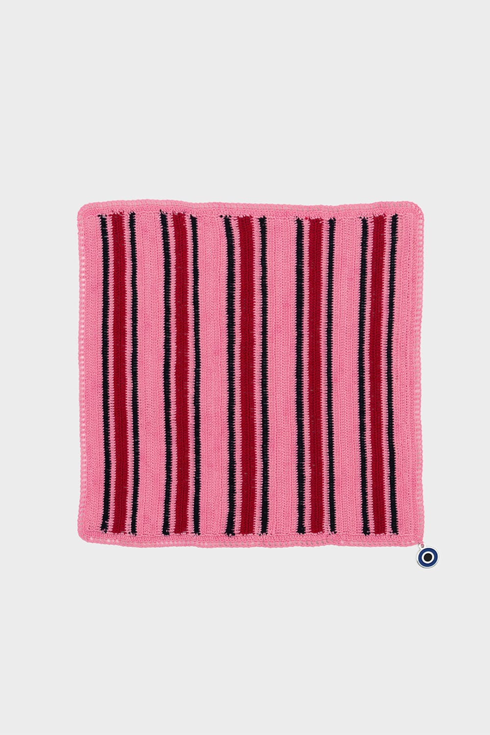 OHM Handmade-Pembe Siyah Kırmızı Stripes El İşi Dantel Örtü-Dantel Örtüler-1-roqelvaxirum.shop