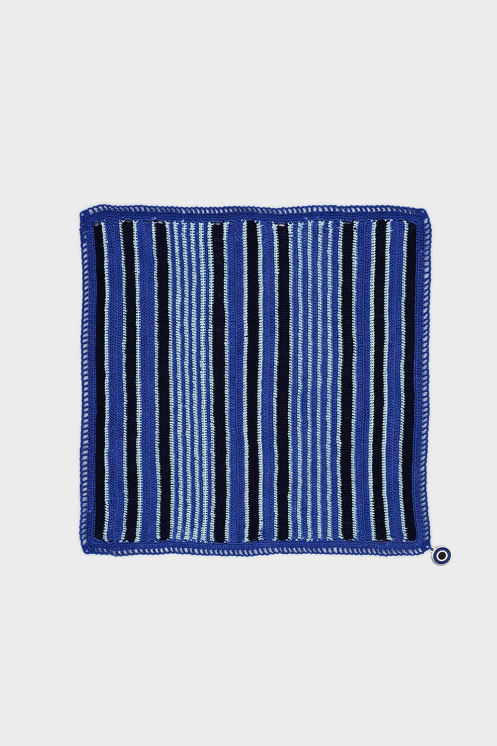 OHM Handmade-Saks Mavi Lacivert Multi Stripes El İşi Dantel Örtü-Dantel Örtüler-1-roqelvaxirum.shop