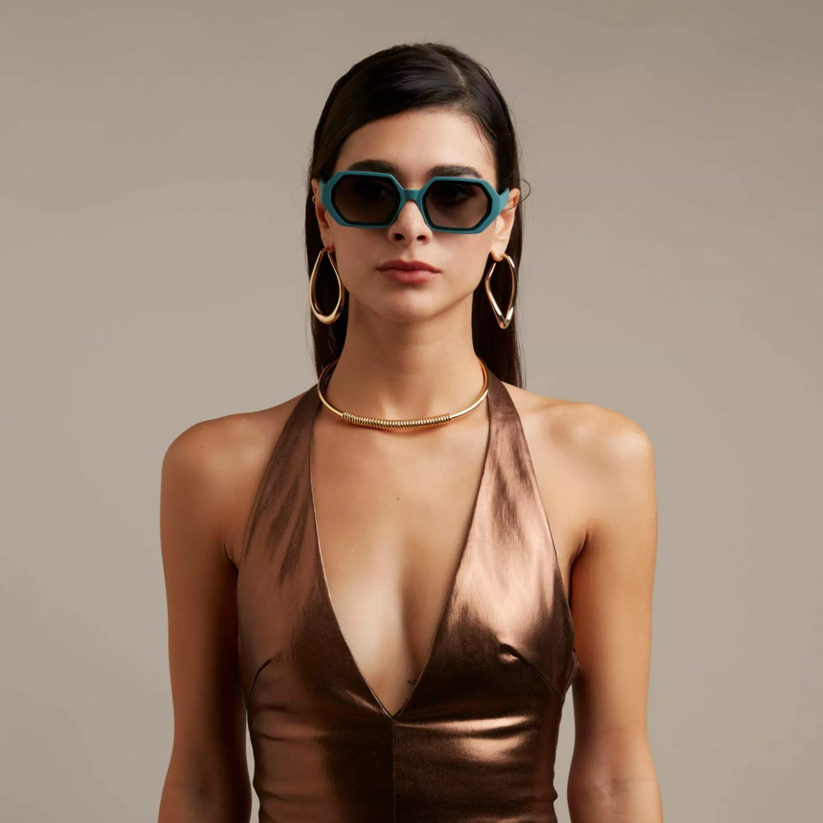 Okkia-Okkia Andrea Altıgen Unisex Güneş Gözlüğü Yeşil-Güneş Gözlüğü-8-roqelvaxirum.shop
