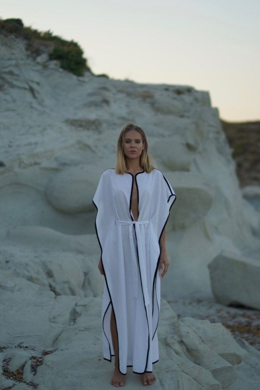 Pelia-Caroline Keten Kontrast Kimono-Elbise-1-roqelvaxirum.shop