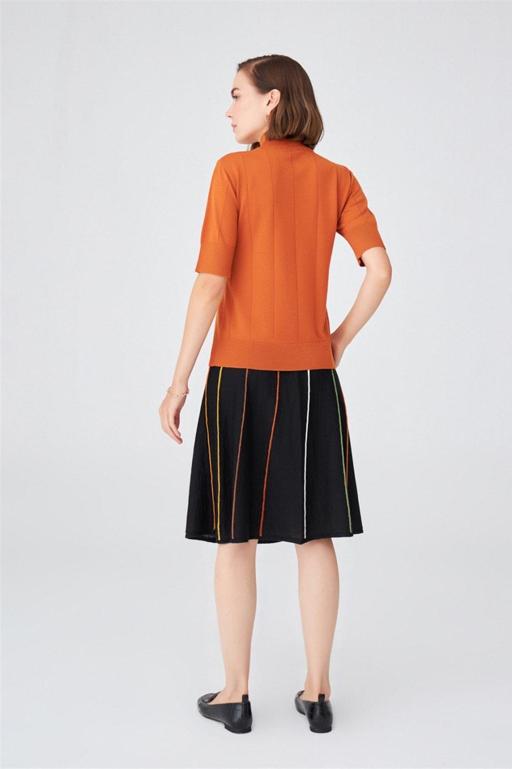 Peraluna-Balıkçı Yaka Kısa Kollu İnce Basic Kadın Triko Bluz-Top-43-roqelvaxirum.shop