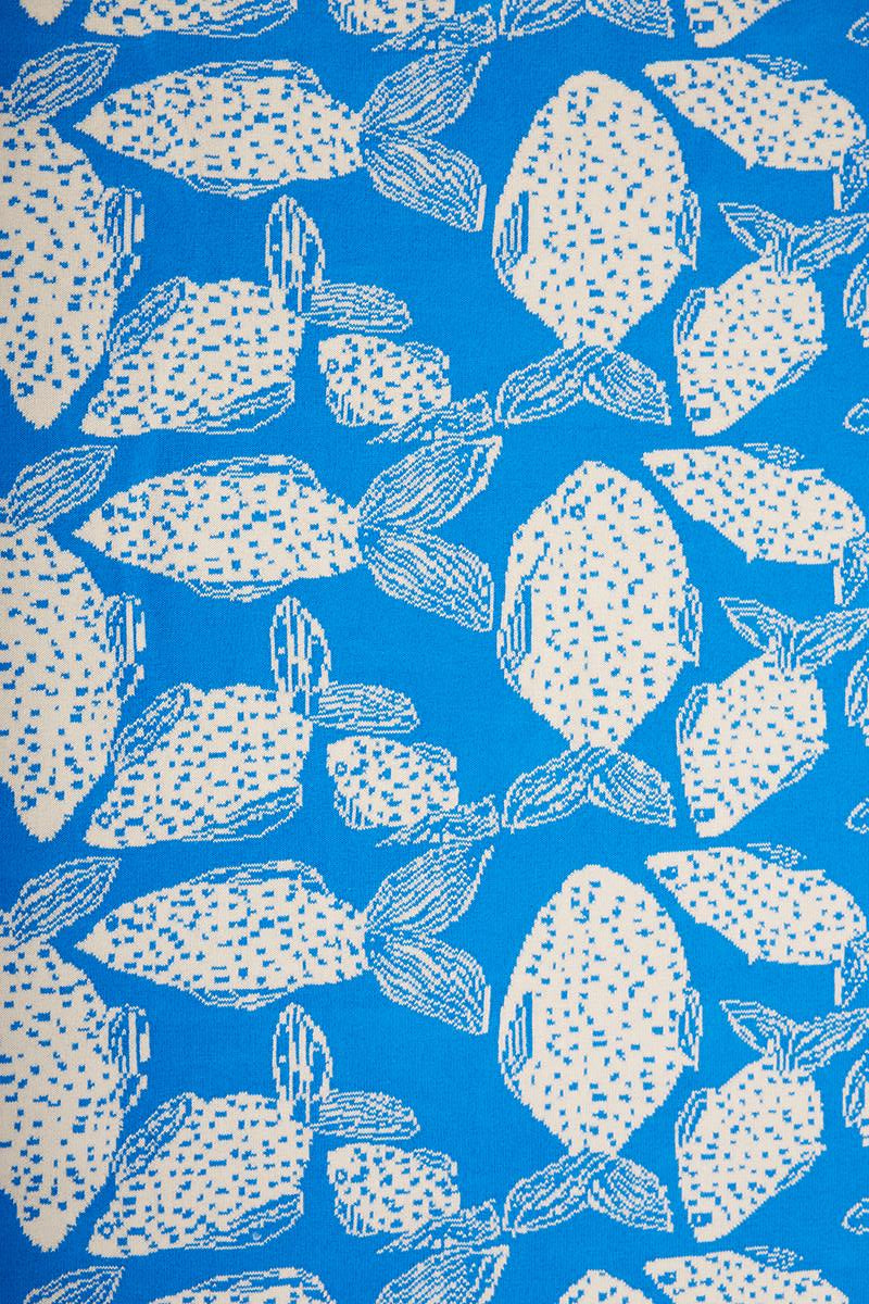 Peraluna Blue Sardin Beach Towel Jacquard Cotton Beach Towel - Ekru/Mavi