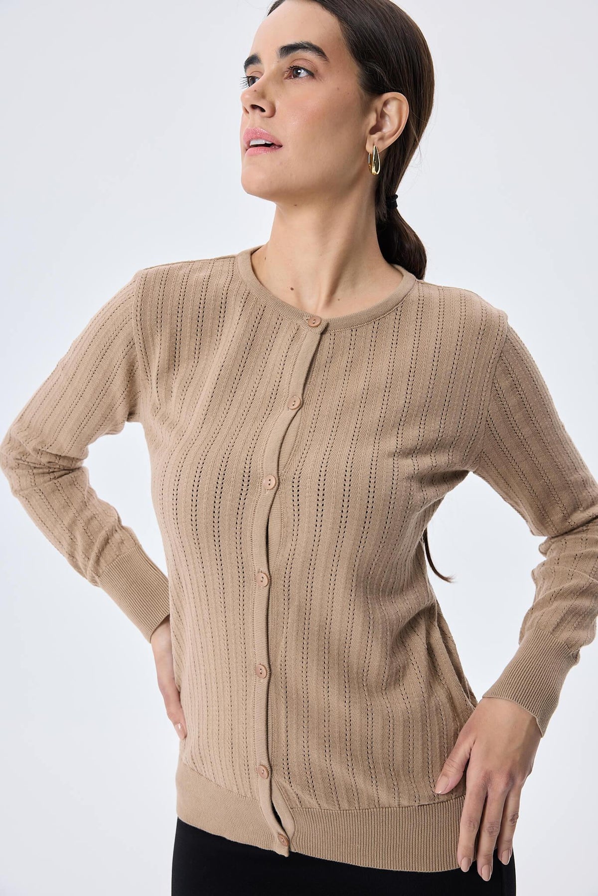 Peraluna-Celine Ajur Örgülü Kadın Triko Hırka Kamel-Kazak & Triko-6-roqelvaxirum.shop