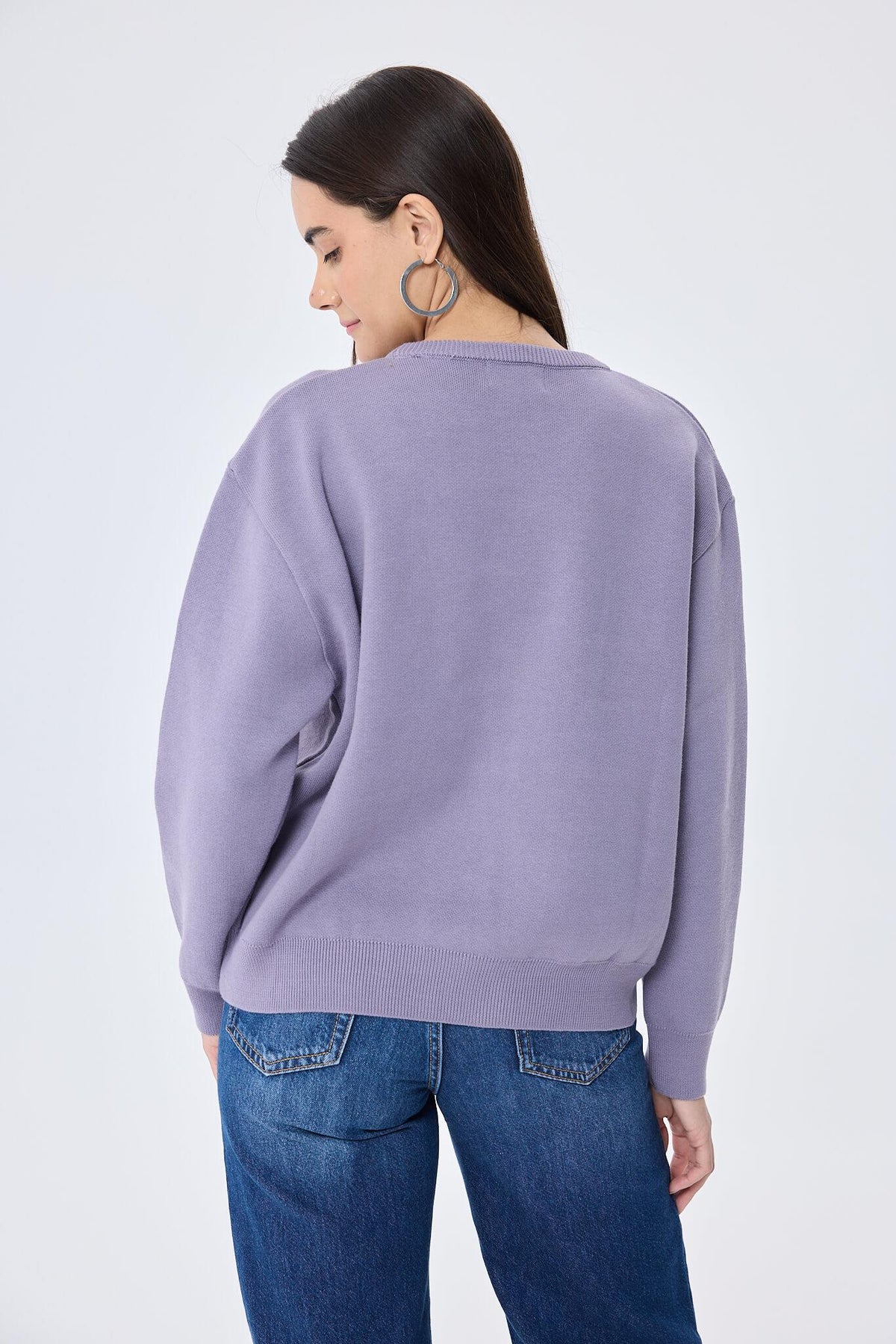 Peraluna-Cleo Düz Örgü Kadın Mevsimlik Triko Kazak Lila-Kazak & Triko-8-roqelvaxirum.shop