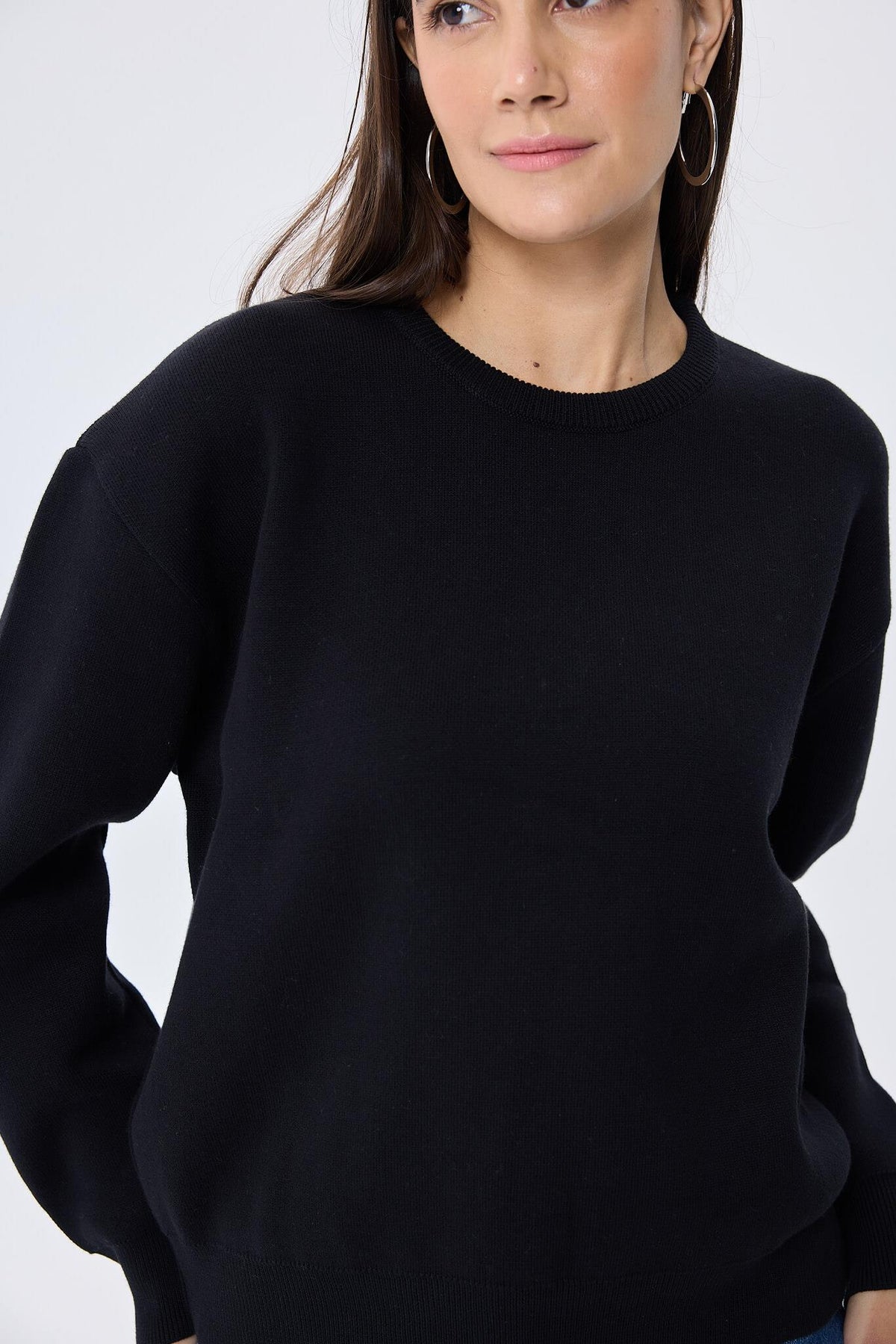 Peraluna-Cleo Düz Örgü Kadın Mevsimlik Triko Kazak Siyah-Kazak & Triko-7-roqelvaxirum.shop