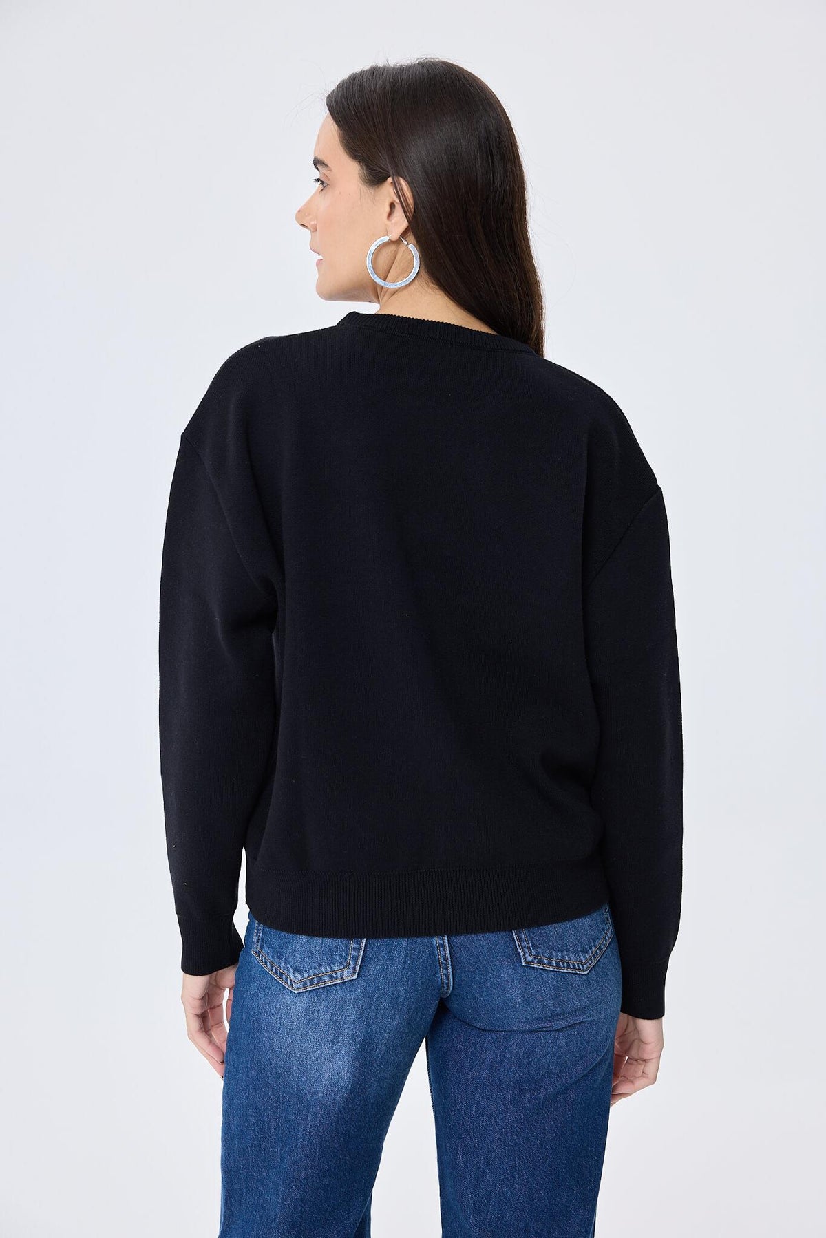 Peraluna-Cleo Düz Örgü Kadın Mevsimlik Triko Kazak Siyah-Kazak & Triko-8-roqelvaxirum.shop