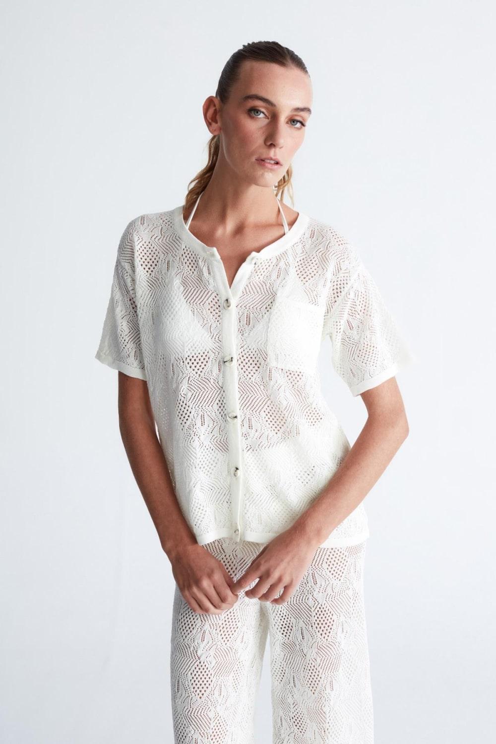 Peraluna-Emma Cardigan Dantel Örgü Geniş Kesim Kısa Kol Kadın Triko Hırka-Kazak & Triko-7-roqelvaxirum.shop