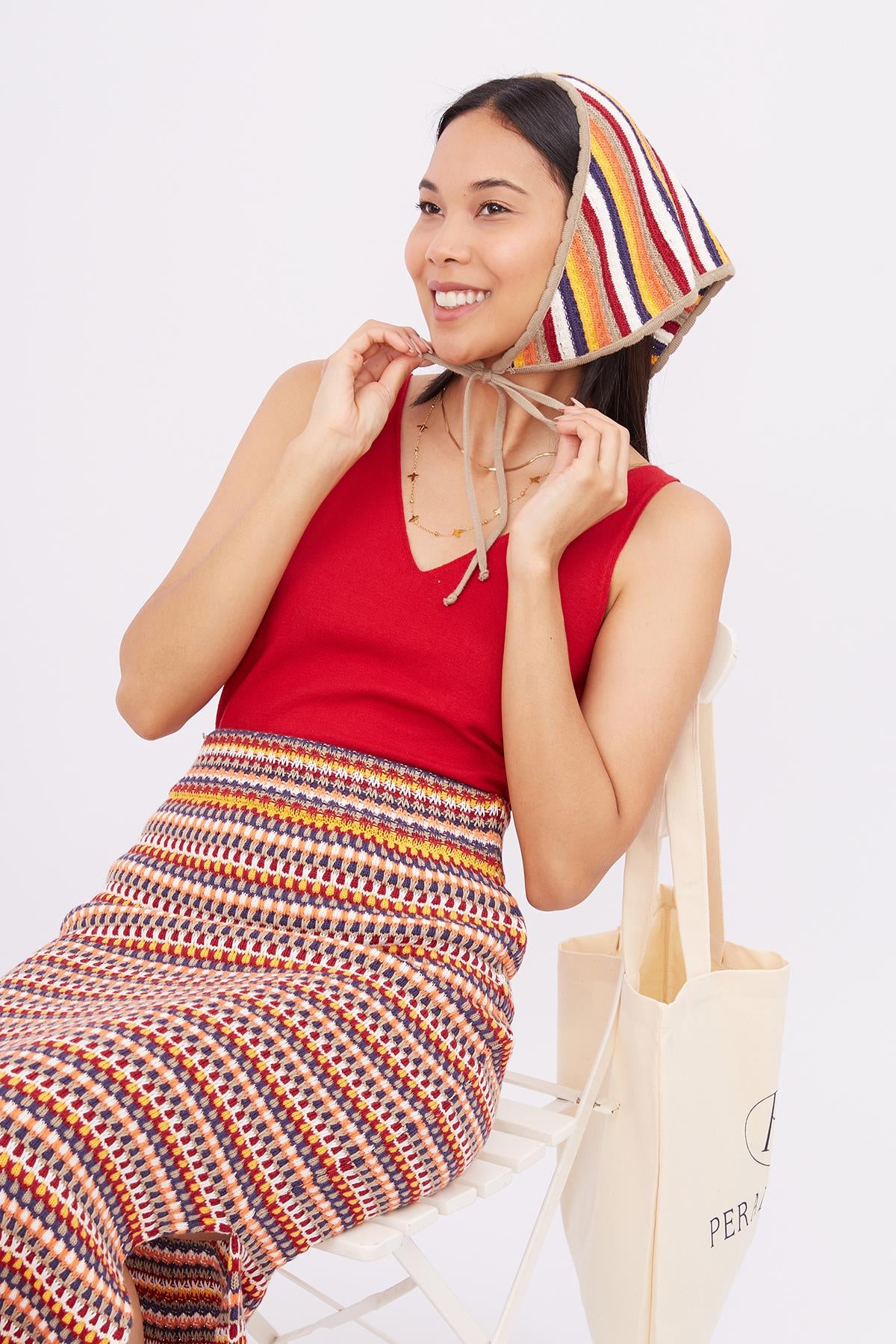 Peraluna-Frida Scarfe Multi Renk Bağcıklı Kadın Triko Eşarp çok Renkli-Eşarp-4-roqelvaxirum.shop