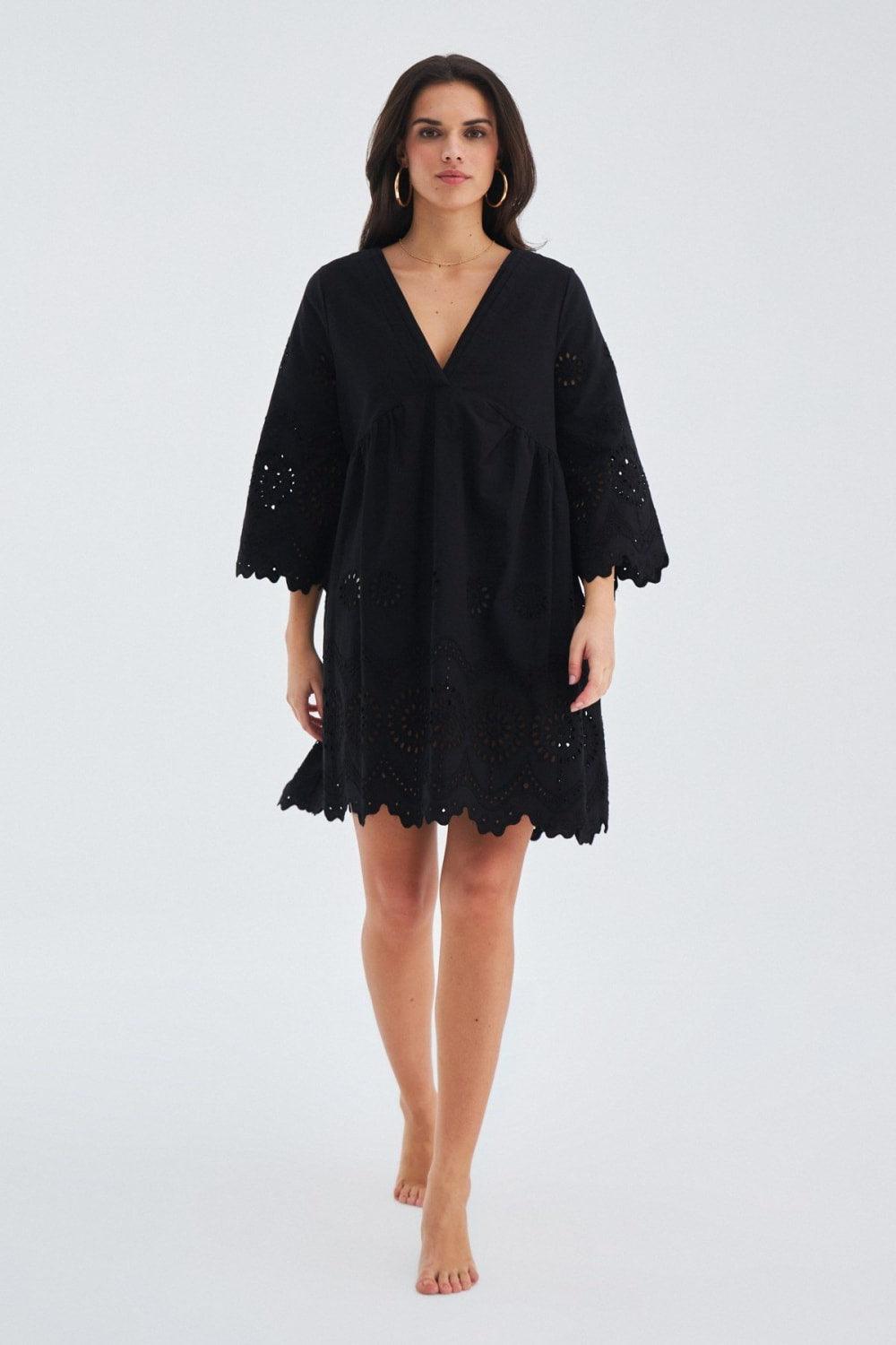 Peraluna-Hi̇romi̇ Dress %100 Pamuk 3/4 Kol Diz Hizası Yazlık Kadın Elbise -Elbise-12-roqelvaxirum.shop