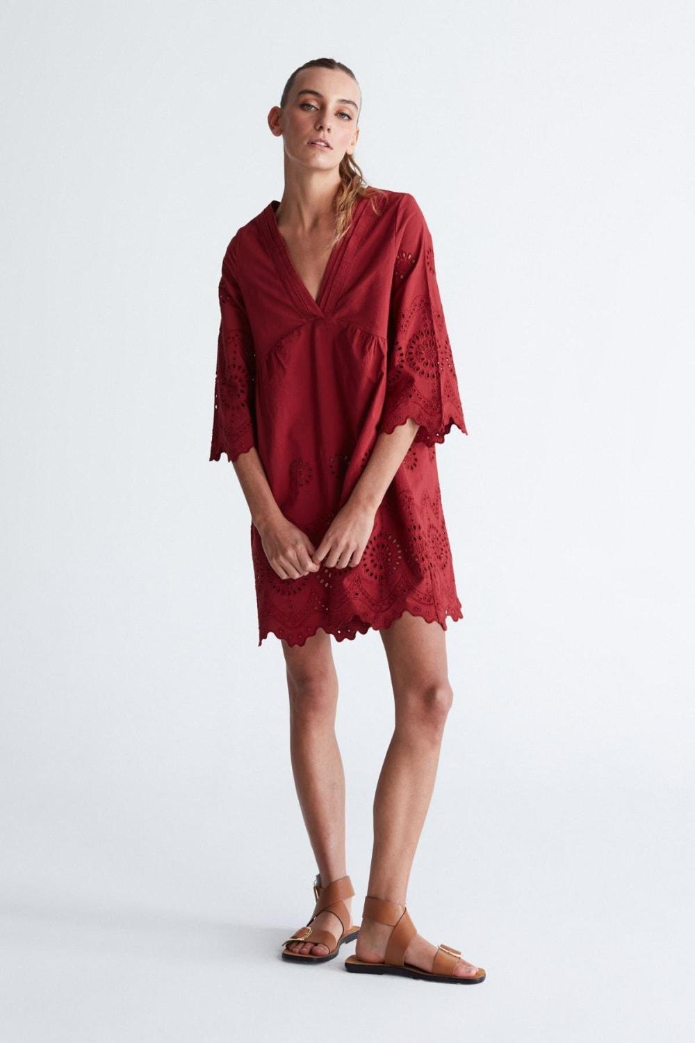 Peraluna-Hi̇romi̇ Dress %100 Pamuk 3/4 Kol Diz Hizası Yazlık Kadın Elbise -Elbise-25-roqelvaxirum.shop