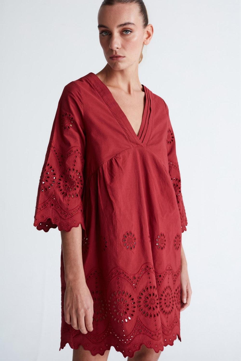 Peraluna-Hi̇romi̇ Dress %100 Pamuk 3/4 Kol Diz Hizası Yazlık Kadın Elbise -Elbise-26-roqelvaxirum.shop