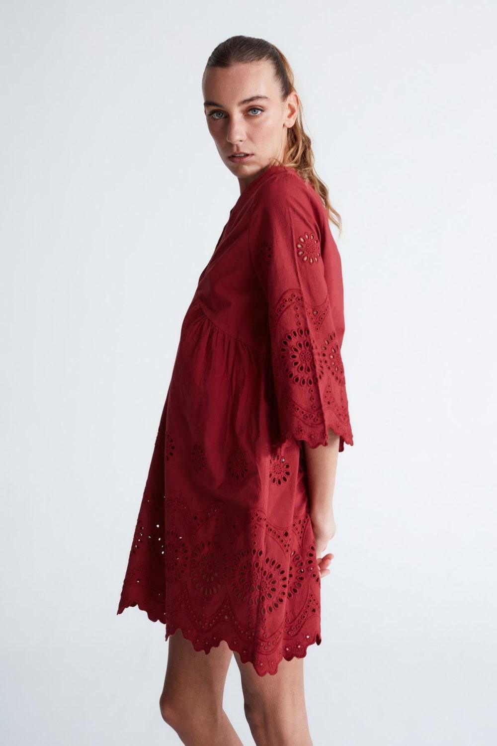 Peraluna-Hi̇romi̇ Dress %100 Pamuk 3/4 Kol Diz Hizası Yazlık Kadın Elbise -Elbise-27-roqelvaxirum.shop