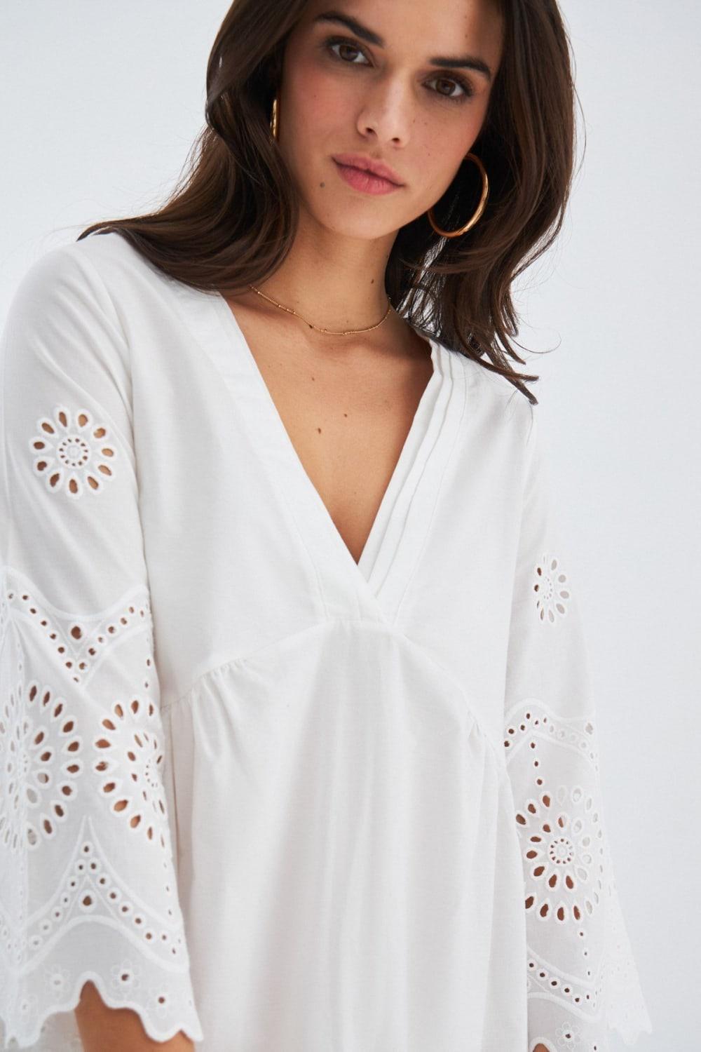Peraluna-Hi̇romi̇ Dress %100 Pamuk 3/4 Kol Diz Hizası Yazlık Kadın Elbise -Elbise-5-roqelvaxirum.shop
