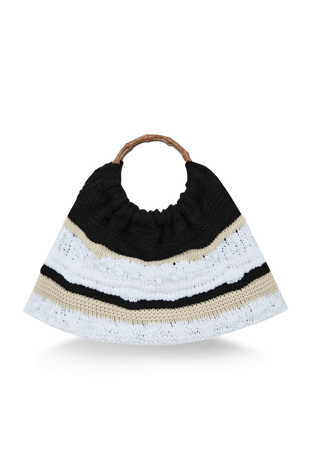 Peraluna-Joi̇ Bag Yuvarlak Saplı Yazlık Kadın Triko Çanta Siyah/Ekru-El Çantası-7-roqelvaxirum.shop