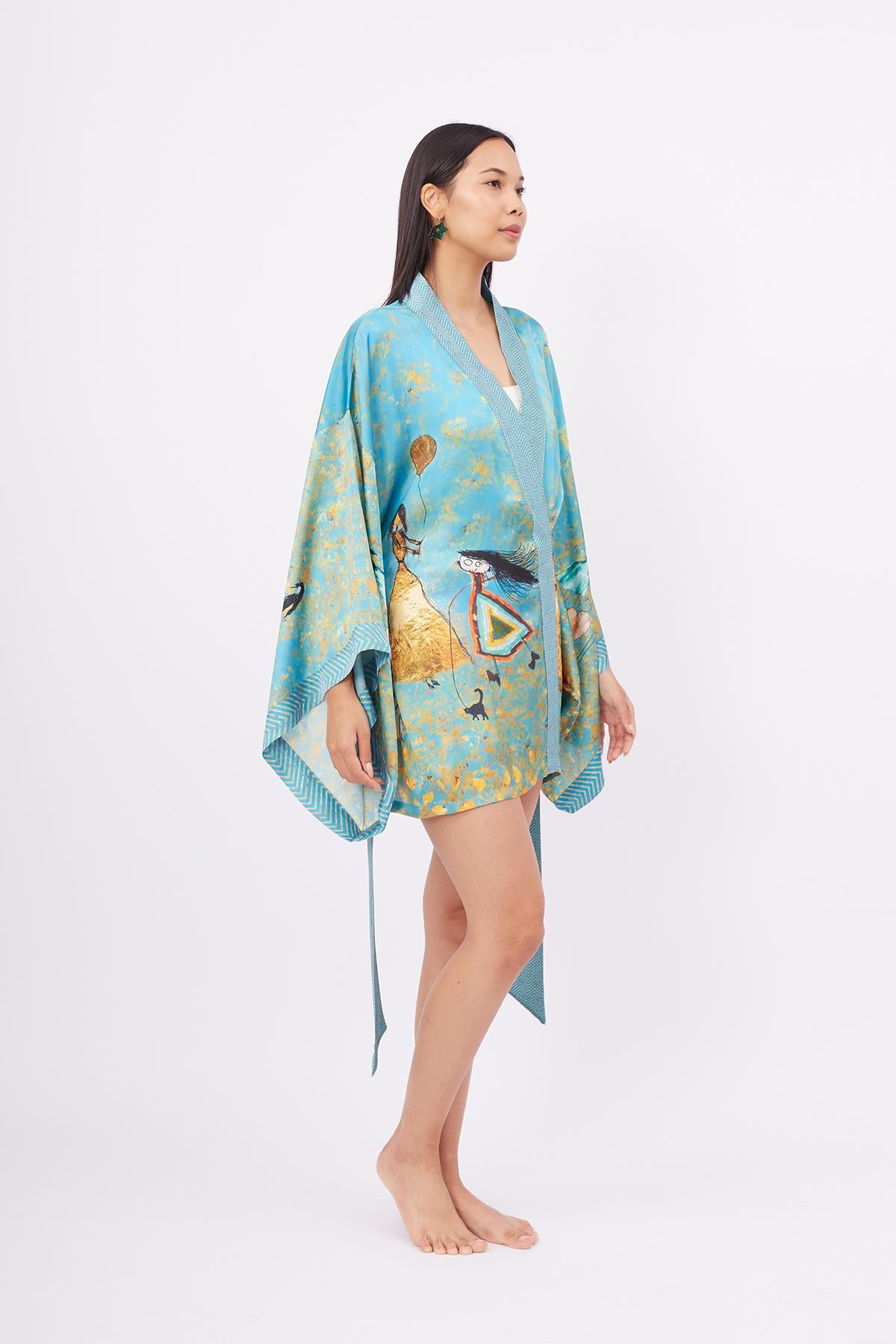 Peraluna-Joy Short Kimono Anne çocuk Baskılı Kısa Saten Kadın Kimono Turkuaz-Kimono-8-roqelvaxirum.shop