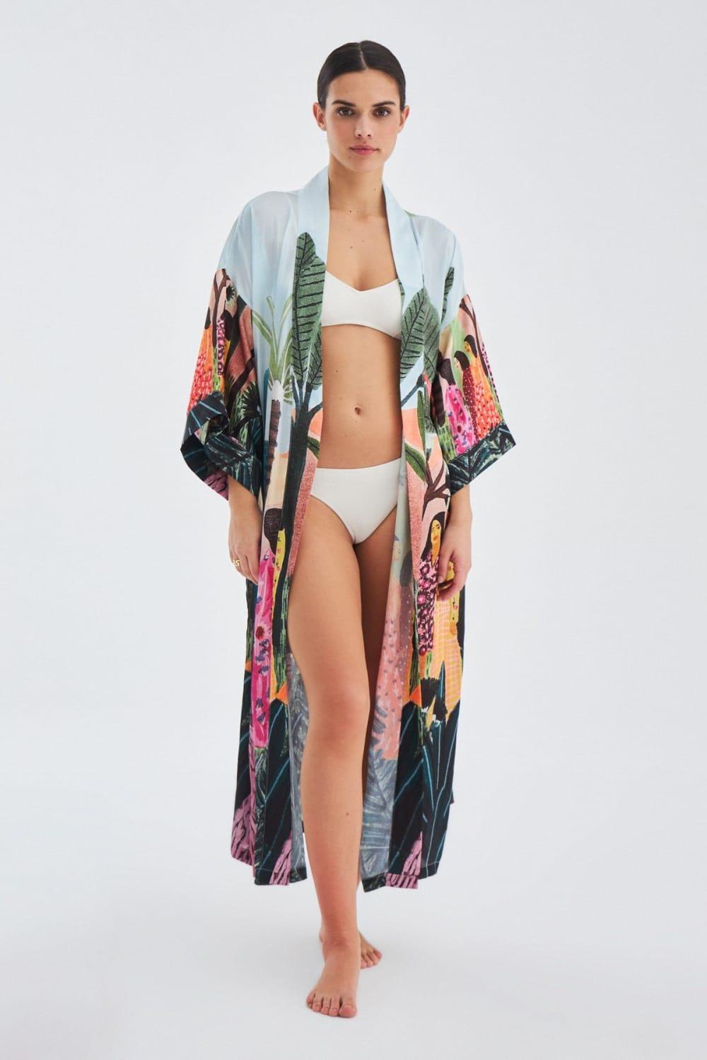 Peraluna-Kauri̇ Tropik Desenli Bilek Hizası Saten Kadın Kimono-Kimono-2-roqelvaxirum.shop