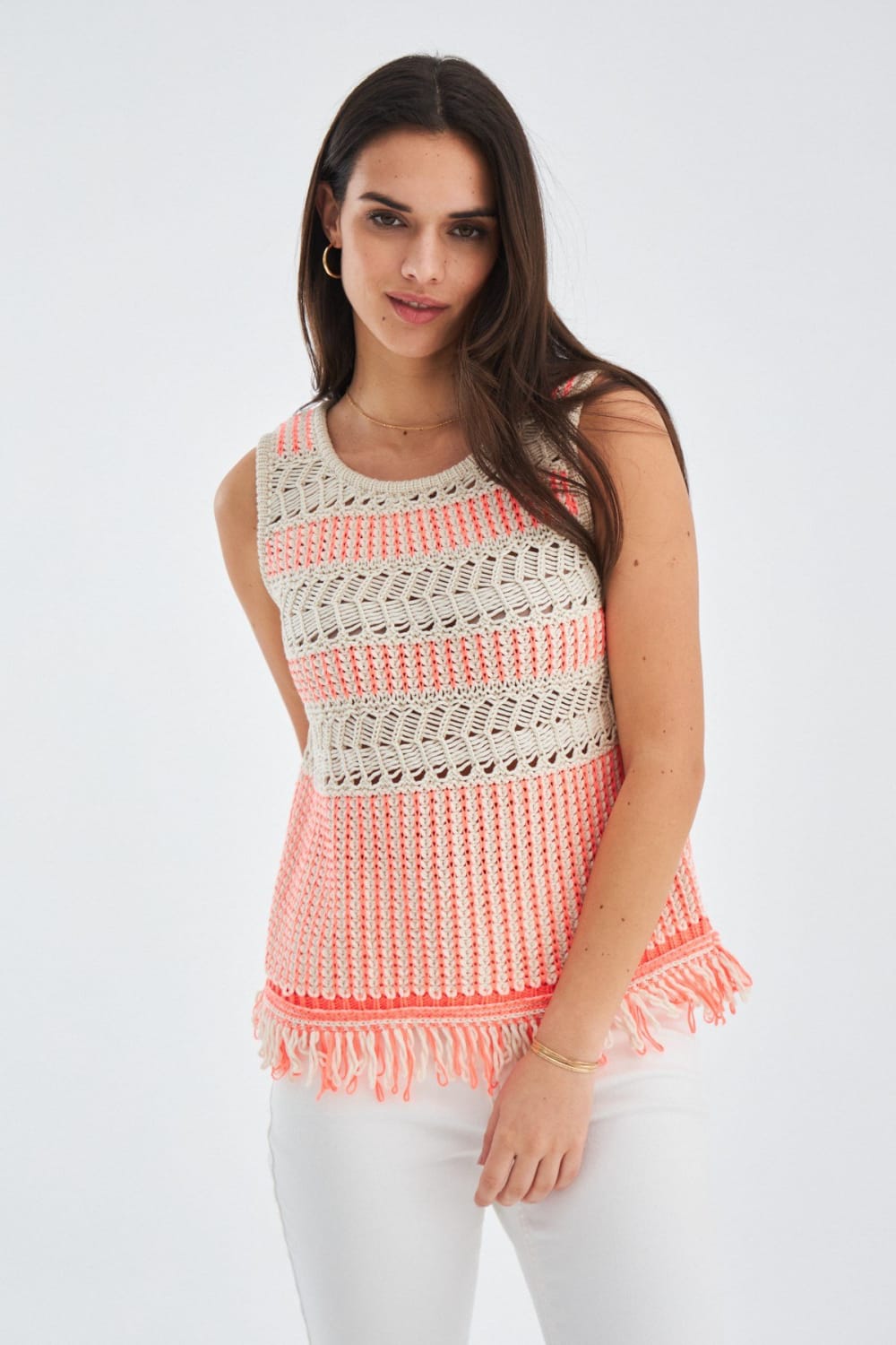 Peraluna-Kiyo Blouse Püskül Detaylı Kolsuz Yazlık Kadın Triko Bluz -Bluz-2-roqelvaxirum.shop