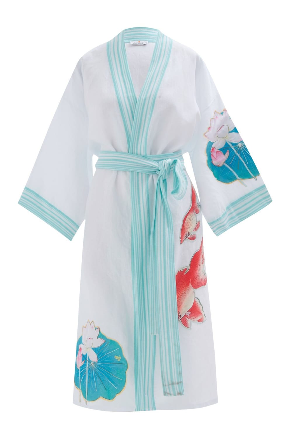 Peraluna-Lotus Balık Aplikeli Keten Karışımlı Diz Altı Kadın Kimono-Kimono-10-roqelvaxirum.shop