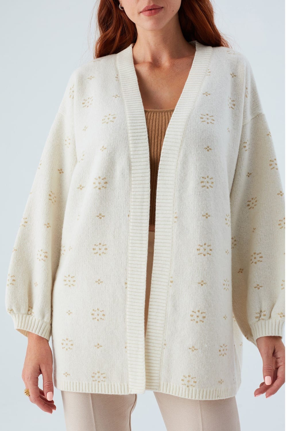 Peraluna-Lulu Cardigan Simli Kar Tanesi Desenli Uzun Kadın Triko Hırka-Kazak & Triko-6-roqelvaxirum.shop