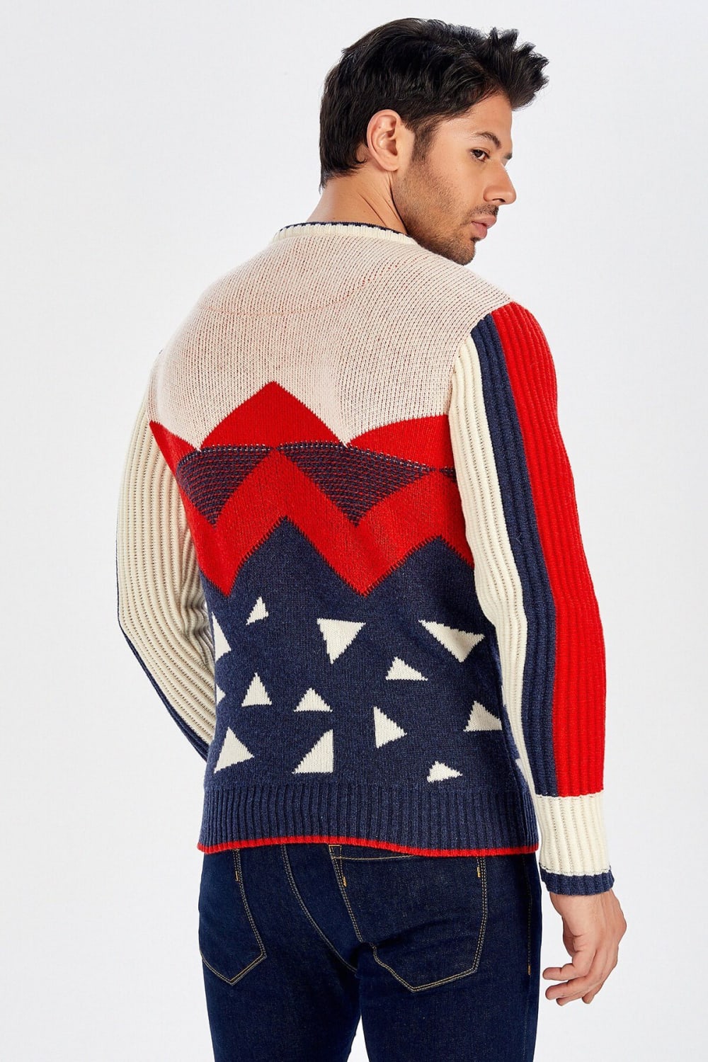 Peraluna-Piramit Desenli Bisiklet Yaka Erkek Triko Kazak-Kazak & Triko-3-roqelvaxirum.shop