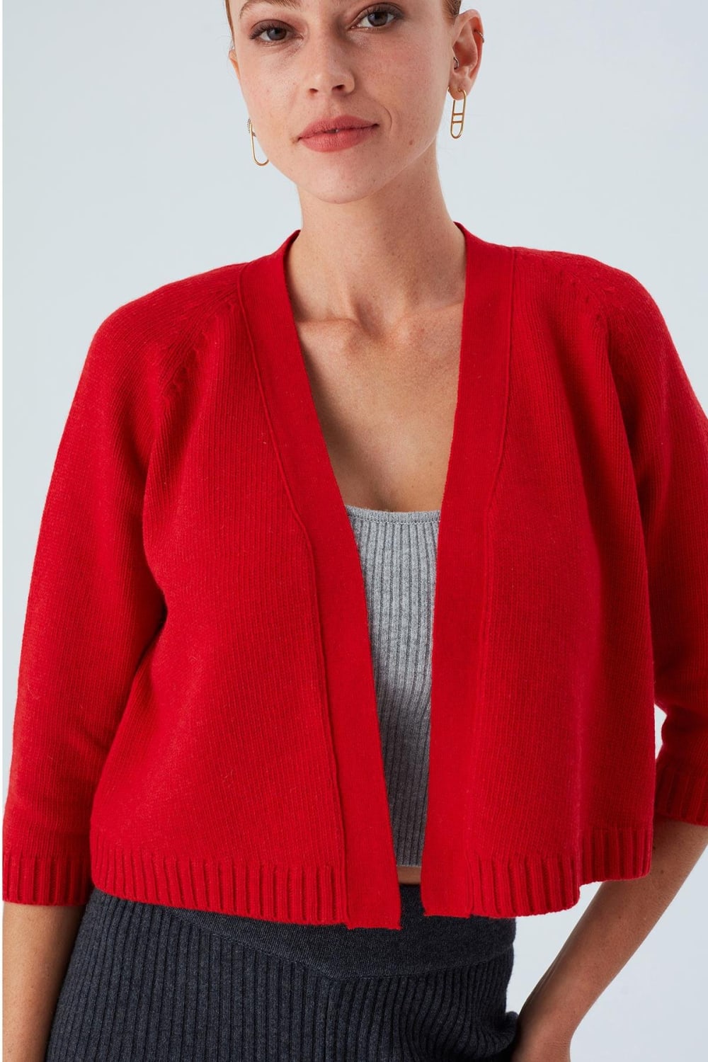 Peraluna-Reglan Kollu Kaşmir Karışım Kısa Kadın Triko Bolero -Kazak & Triko-2-roqelvaxirum.shop