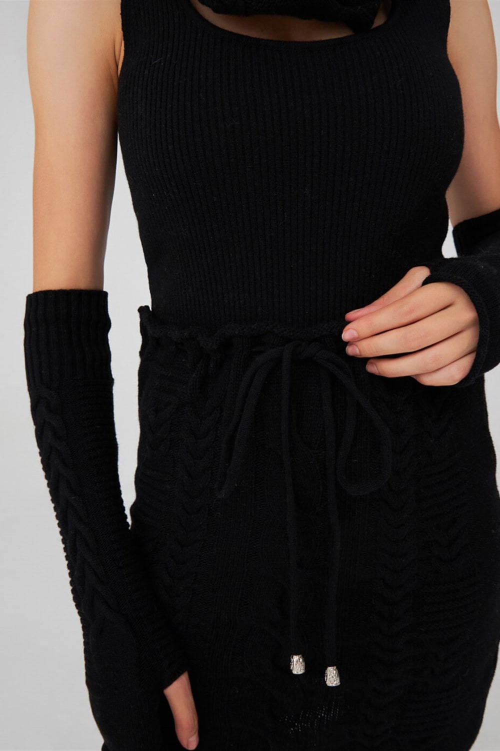 Peraluna-Saç Örgü Desenli Kaşmir Karışımlı Uzun Kadın Triko Eldiven-Eldiven-30-roqelvaxirum.shop