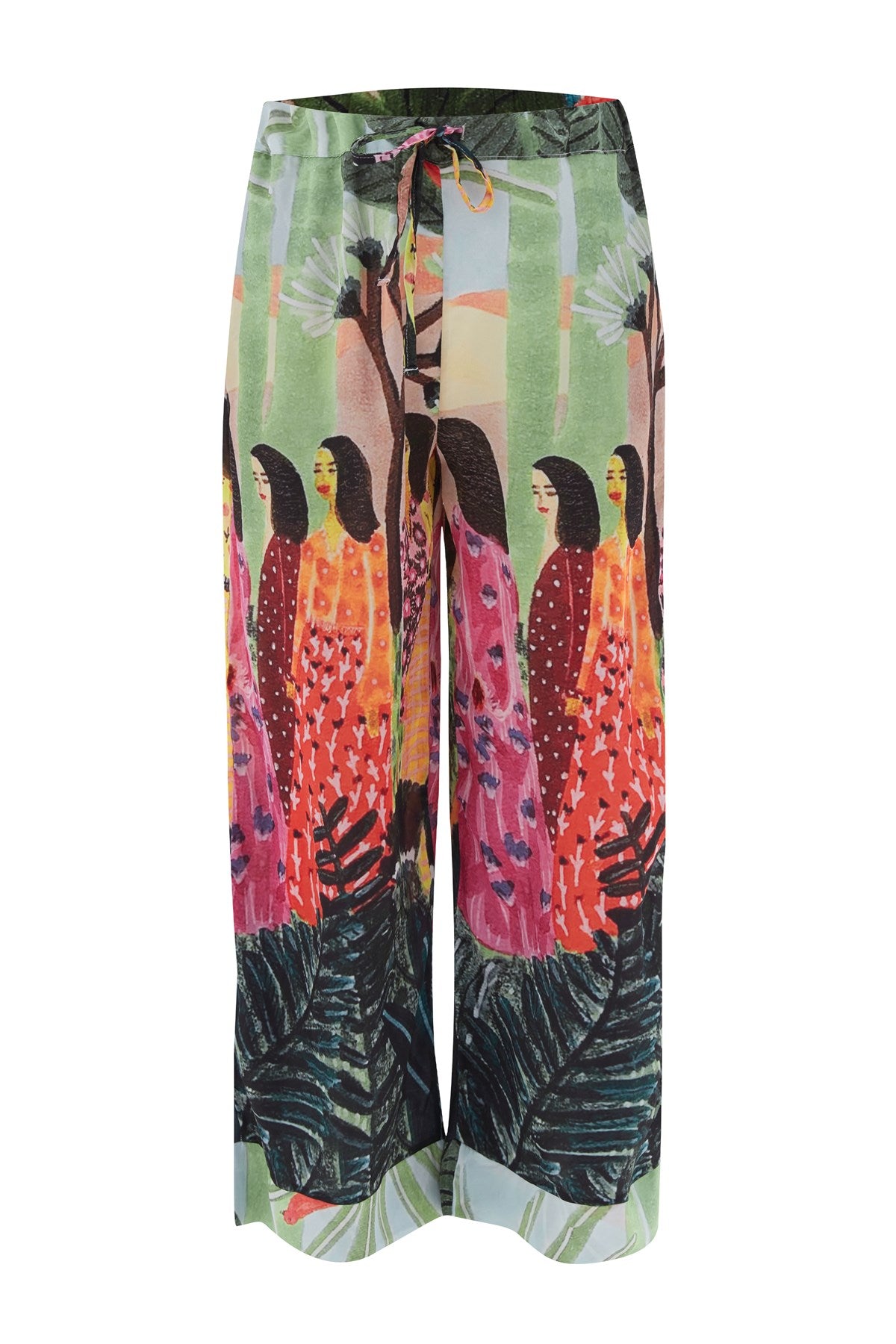 Peraluna-Shuko Trouser Tropik Desenli Bol Kesim Saten Kadın Pantolon Çok Renkli-Pantolon-5-roqelvaxirum.shop