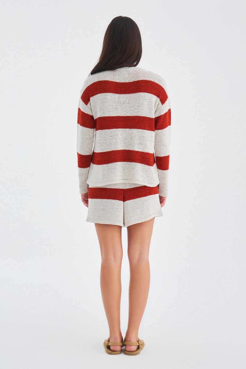 Peraluna-Siena Blouse & Shorts Çizgili Uzun Kollu Kadın Triko Şort Takım-Şort-8-roqelvaxirum.shop