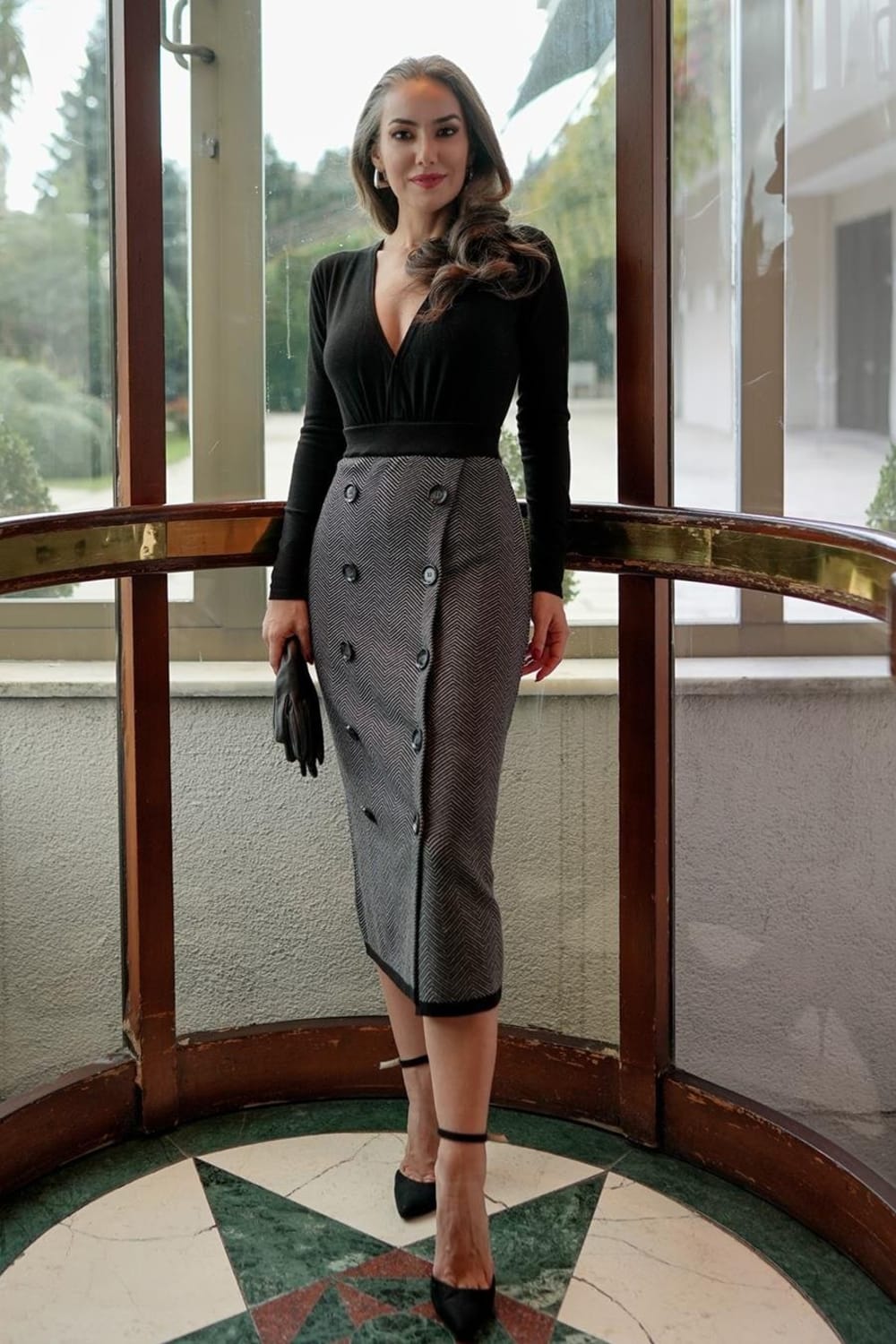 Peraluna-Styleboom X Cheshire Skirt Balıksırtı Desen Midi Boy Kadın Triko Etek-Etek-1-roqelvaxirum.shop