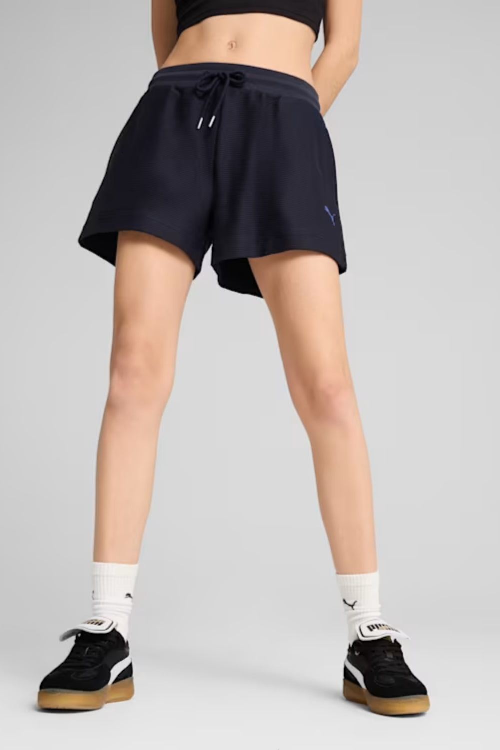 Puma-PREMIUM ESS A-Line Shorts 4 Jacquard New Navy-Şort-4-roqelvaxirum.shop
