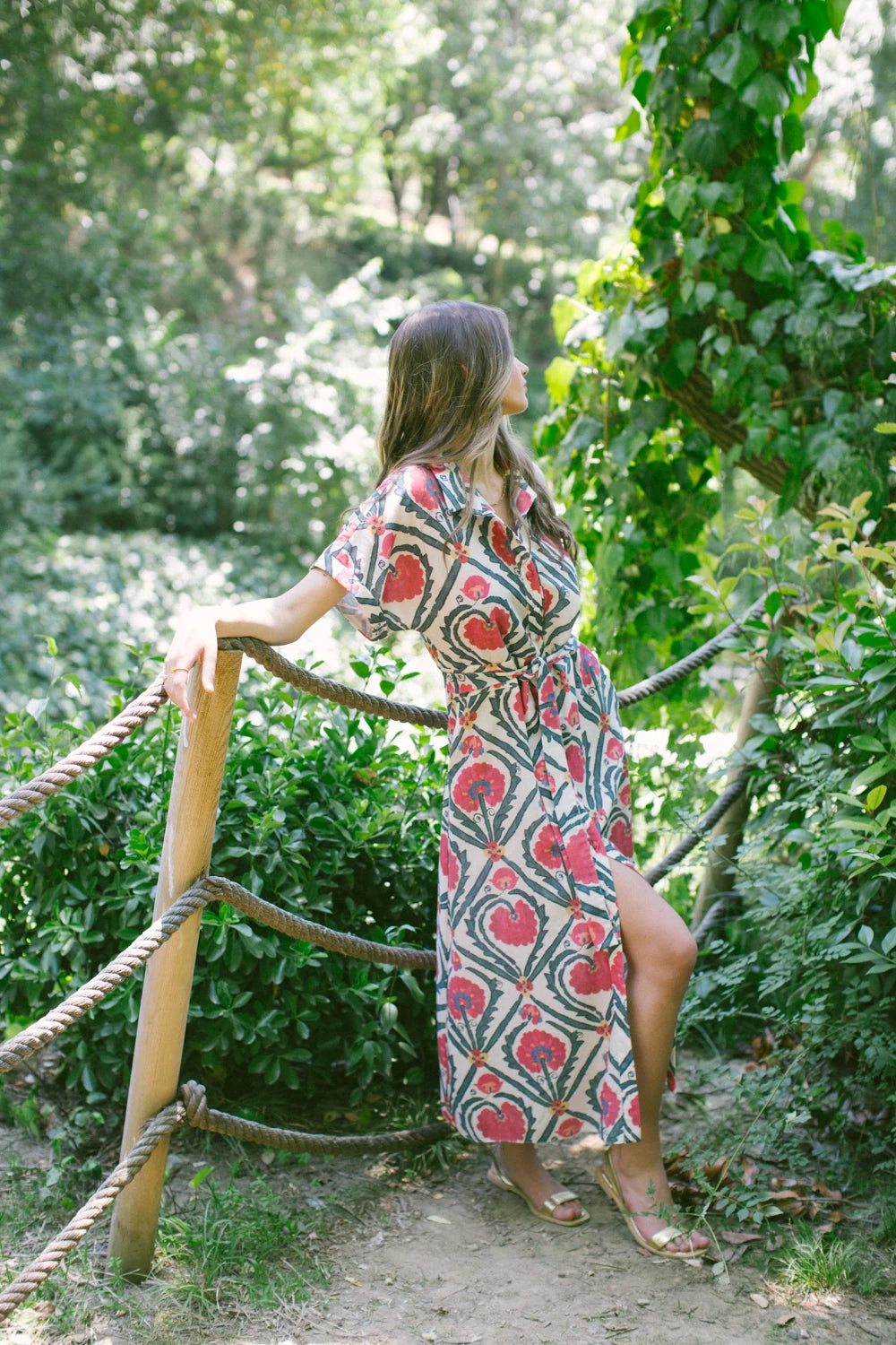 Pure Paris-Vintage Suzani Kısa Kollu Gömlek Elbise-Elbise-4-roqelvaxirum.shop