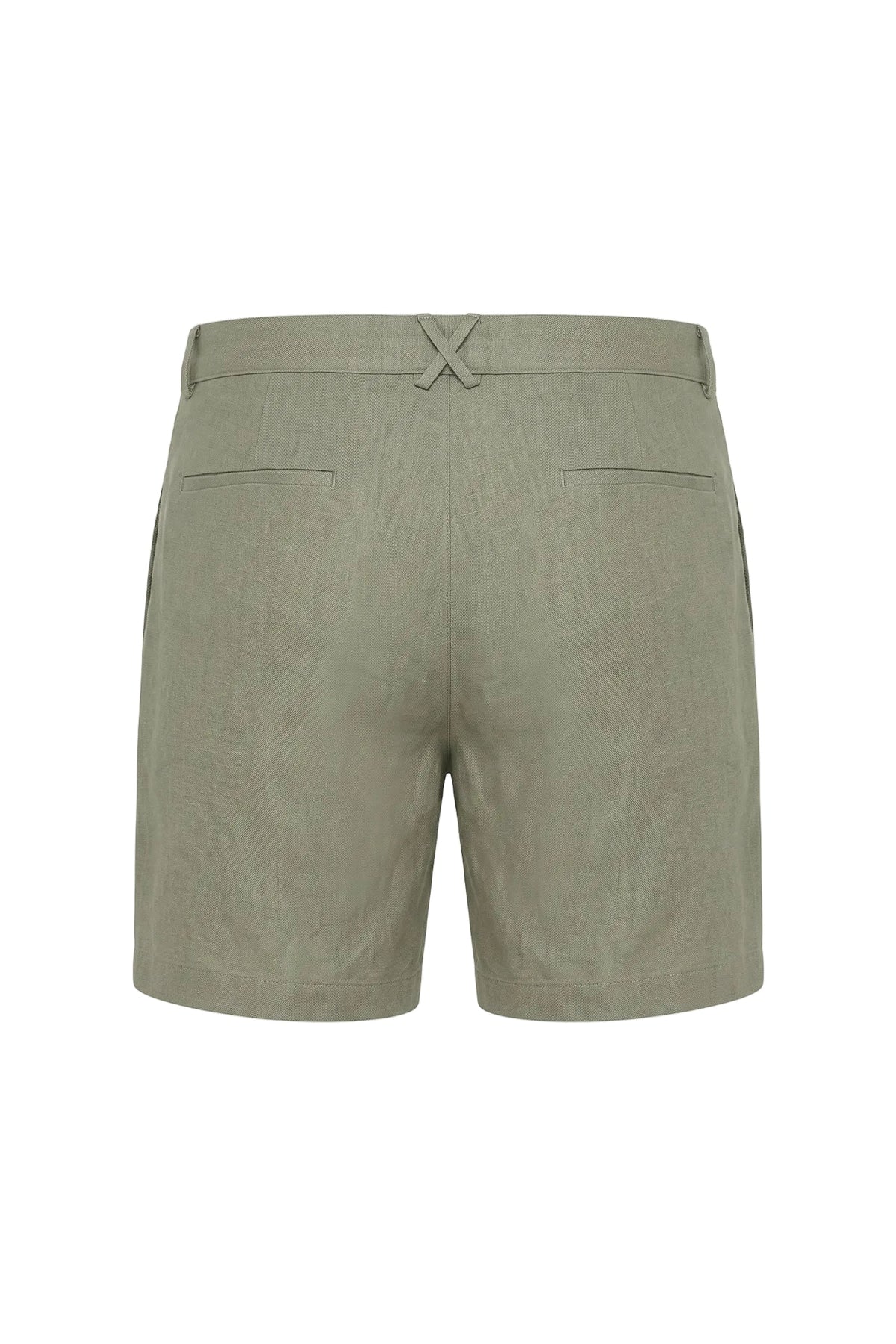 Erkek Relaxed Fit Rest Club Linen Short - Haki