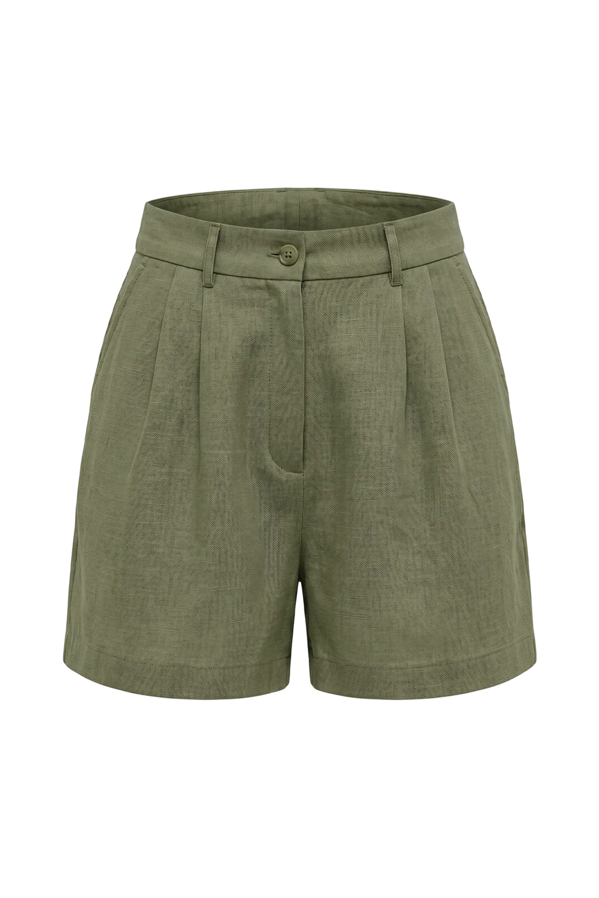 Kadın Oversized Rest Club Linen Short - Haki - 0