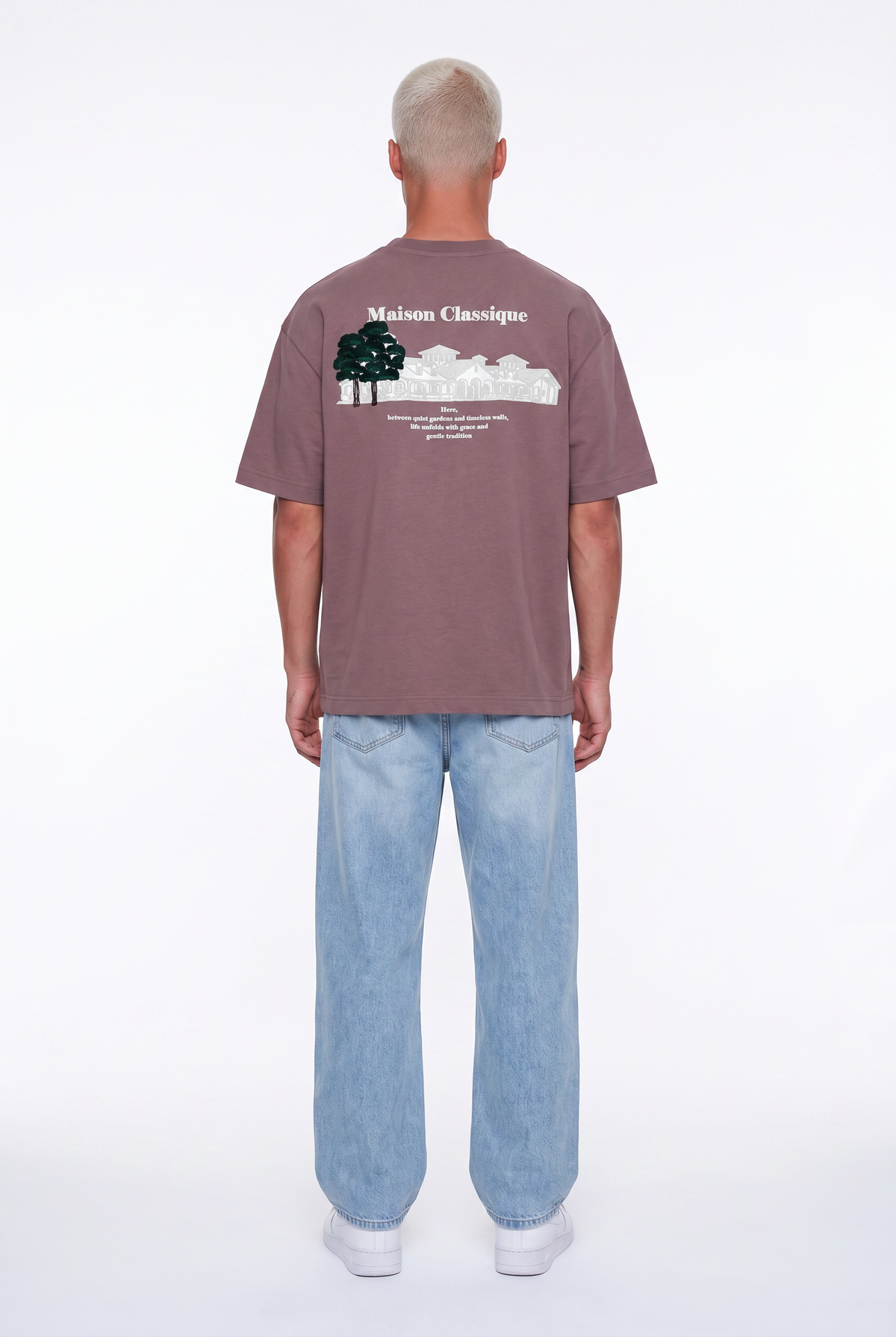 Erkek Maison Baskılı Oversize T-Shirt Kahve