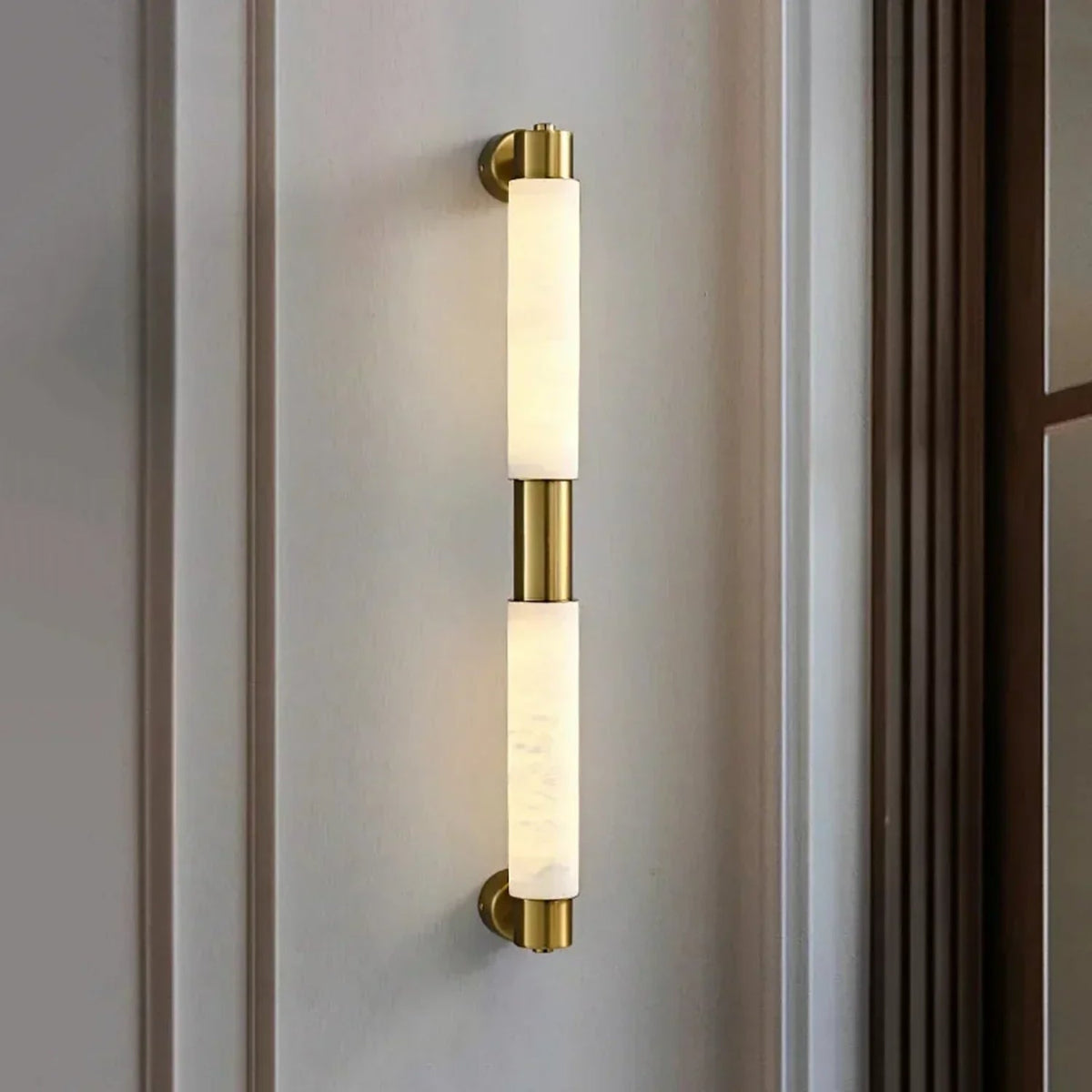 Tubixor Modern Lüks Silindirik Doğal Alabaster Taşlı Duvar Apliği (Tub-Cyl-Alb)