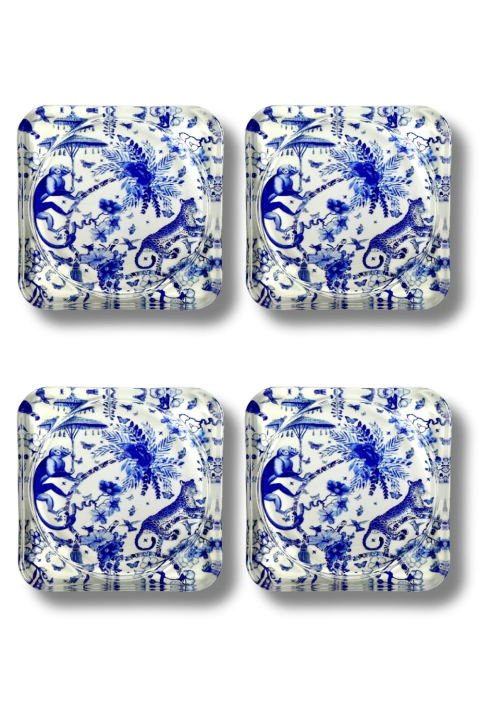 Rooms Design Studio-Bleu Blanc Cam Bardak Altlığı 4'lü Set-Bardak Altlığı-1-roqelvaxirum.shop