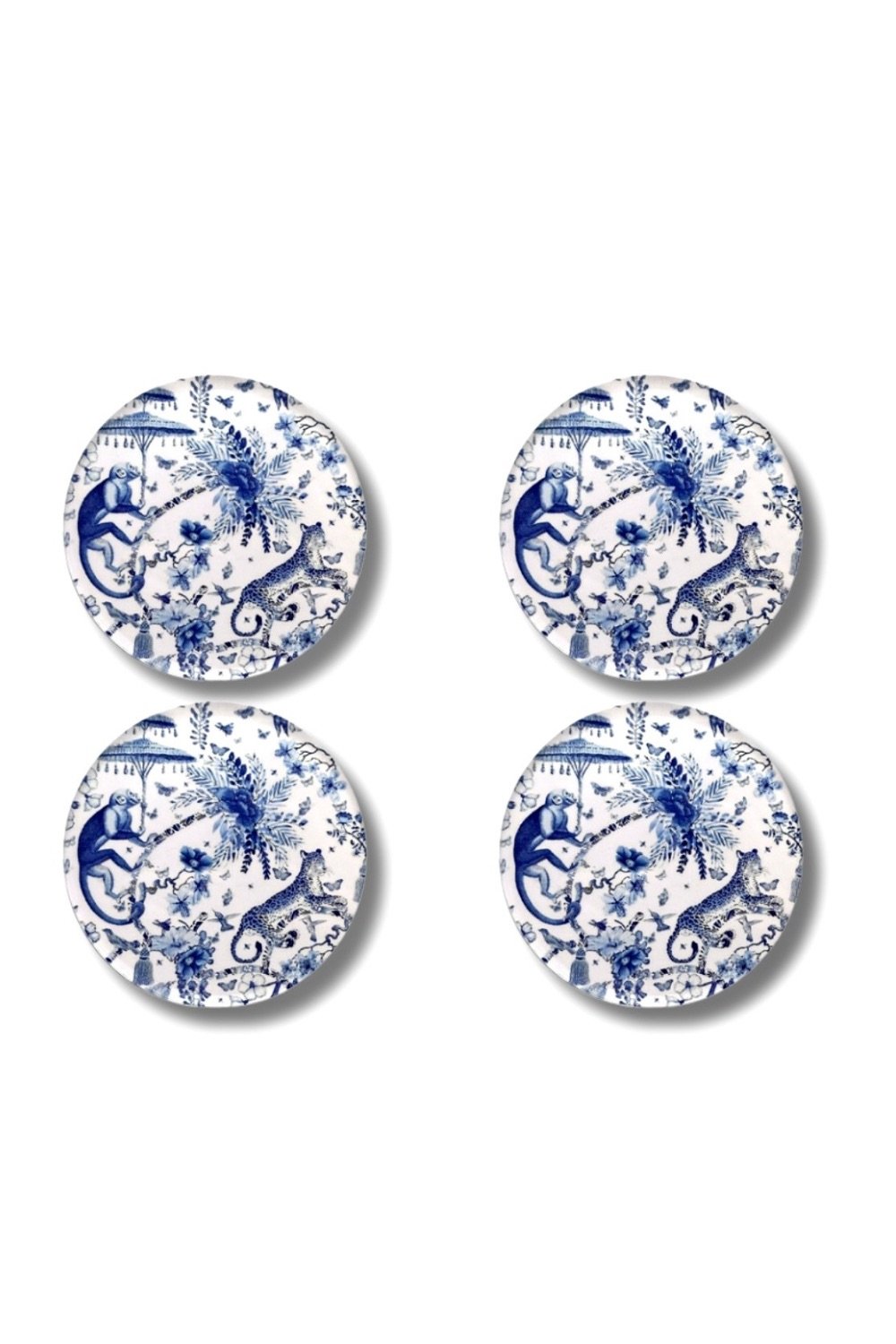 Rooms Design Studio-Bleu Blanc Collection Bardak Altlığı 4'lü Set-Bardak Altlığı-3-roqelvaxirum.shop