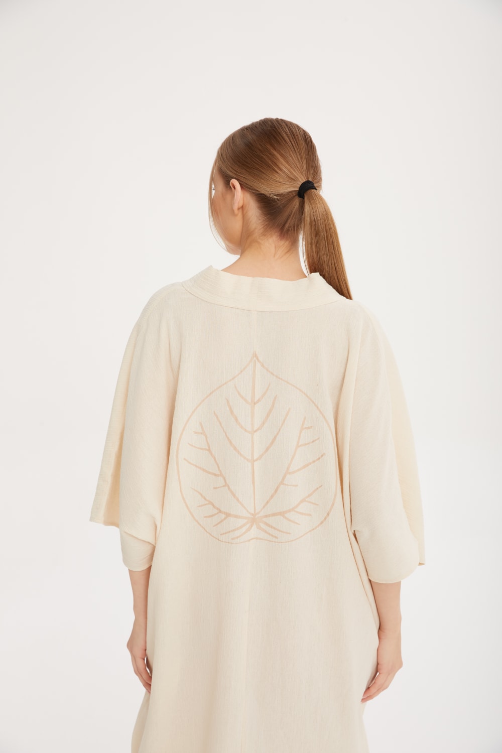 Sfida İstanbul-Doğal Kumaş Arka Baskılı Uzun Kaftan- Back Printed Lpng Caftan - Sf11-Elbise-3-roqelvaxirum.shop