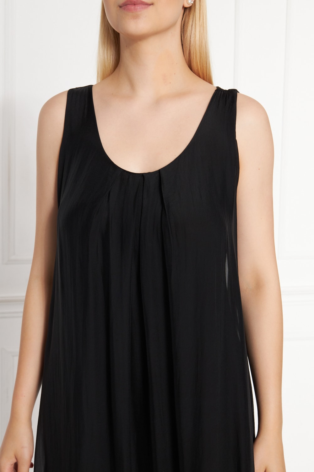 Silk Parade-Saf İpek Şifon Siyah Elbise-Elbise-4-roqelvaxirum.shop