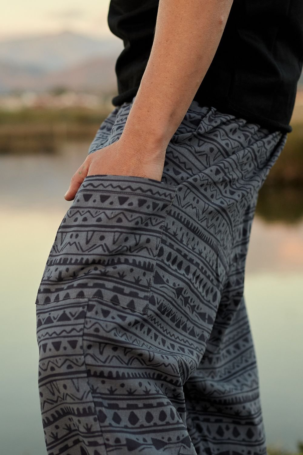 Soluna-Triangle Patterned Pants-Keten Pantolon-1-roqelvaxirum.shop