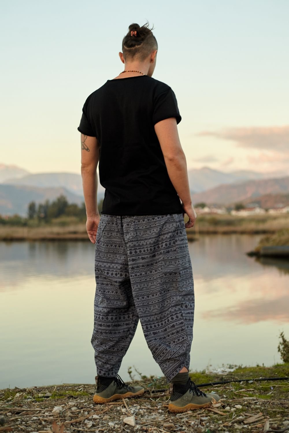 Soluna-Triangle Patterned Pants-Keten Pantolon-2-roqelvaxirum.shop