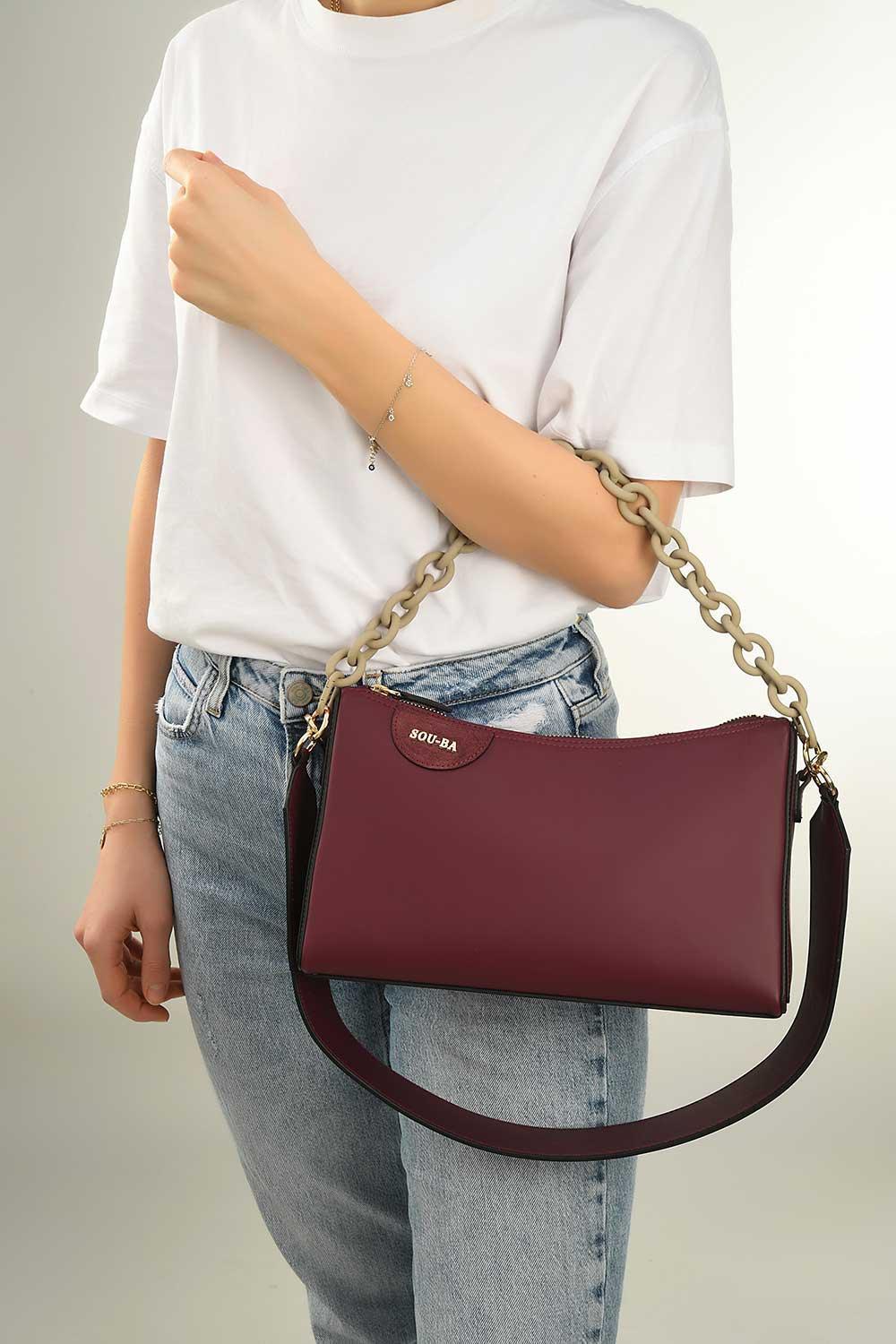 Sou-Ba-Kate Wine-Omuz Çantası-6-roqelvaxirum.shop