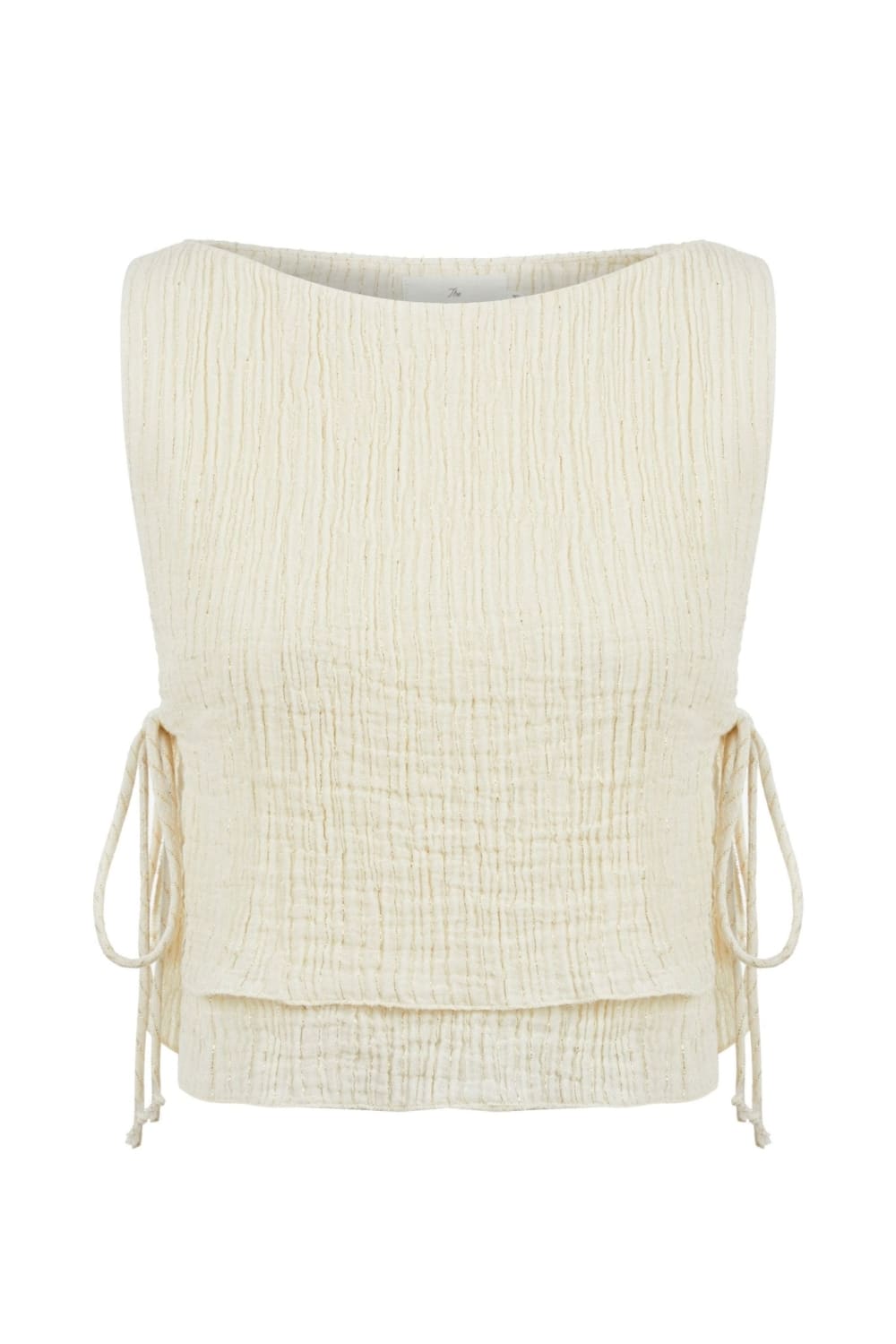 The Handloom-Mia Side Ties Top Natural With Gold Stripes-Top-7-roqelvaxirum.shop